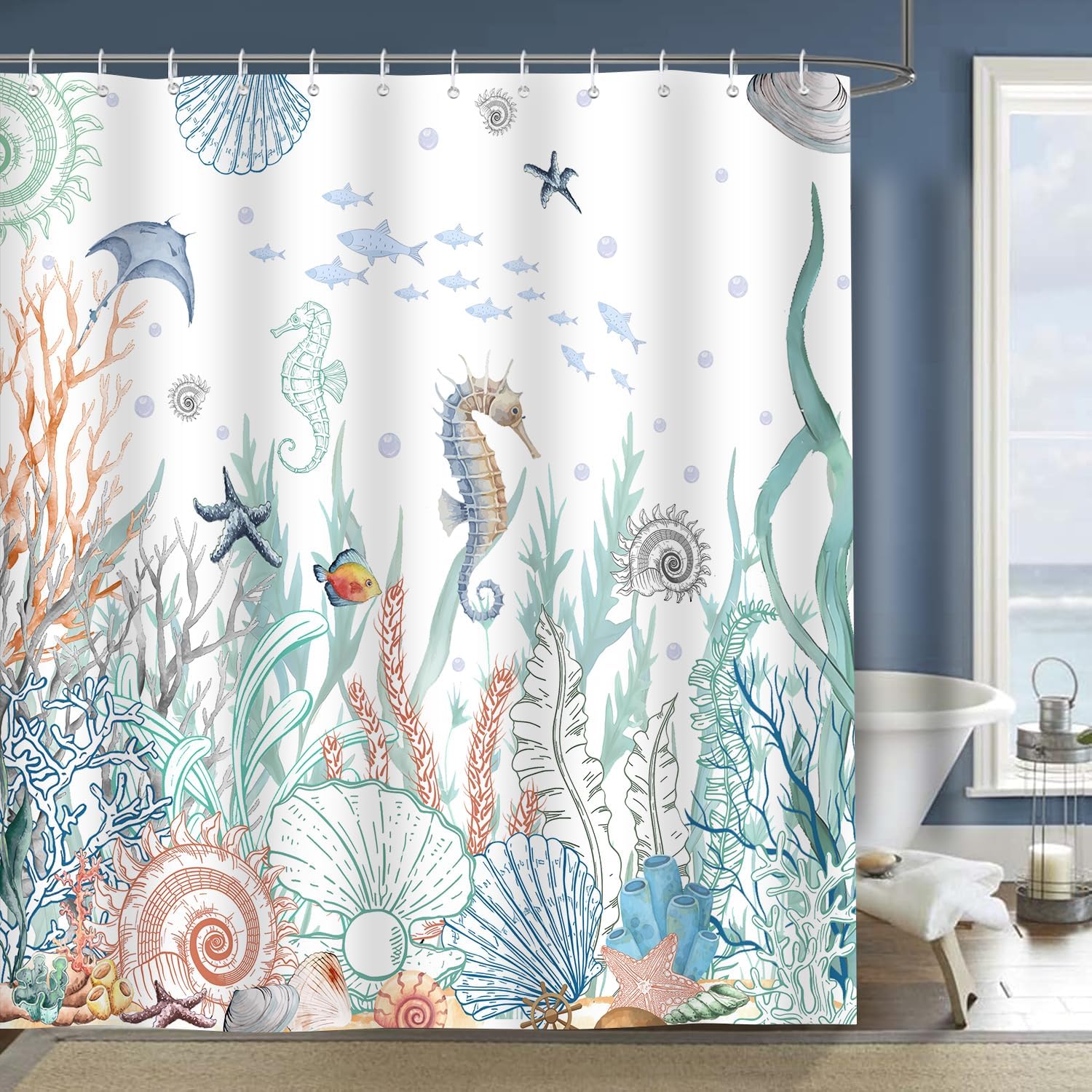PAEOT Nautical Coastal Shower Curtain Set