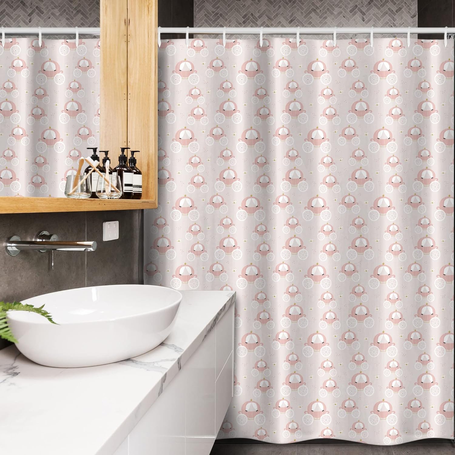 Ambesonne Pastel Stall Shower Curtain Set with Hooks