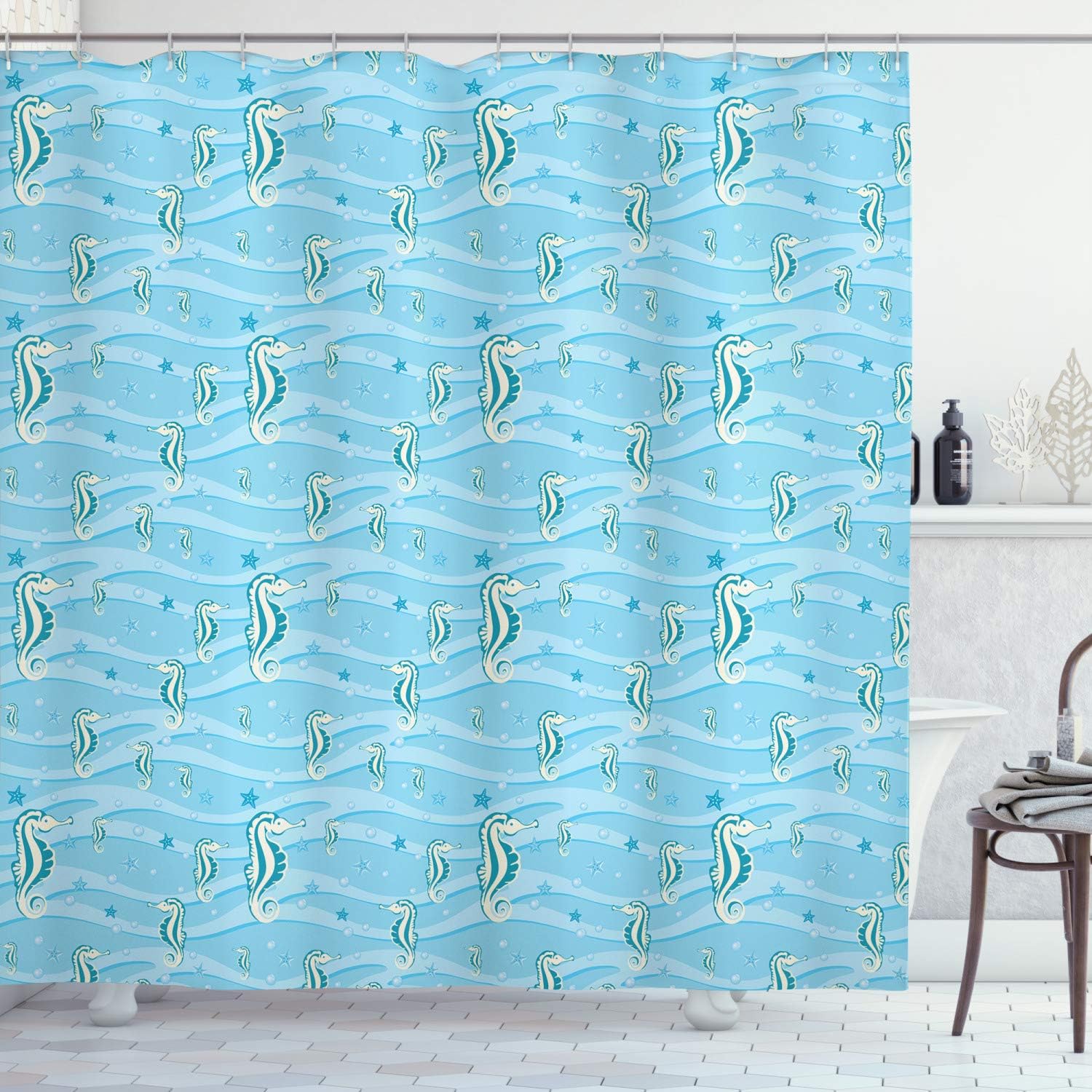 Ambesonne Animal Shower Curtain with Hooks 69 W x 84 L Blue