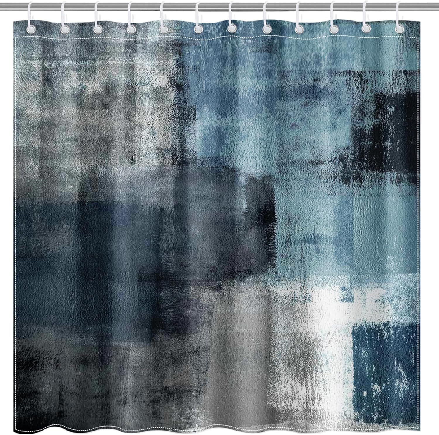 Mocsicka Blue Grey Abstract Shower Curtain with 12 Hooks 1