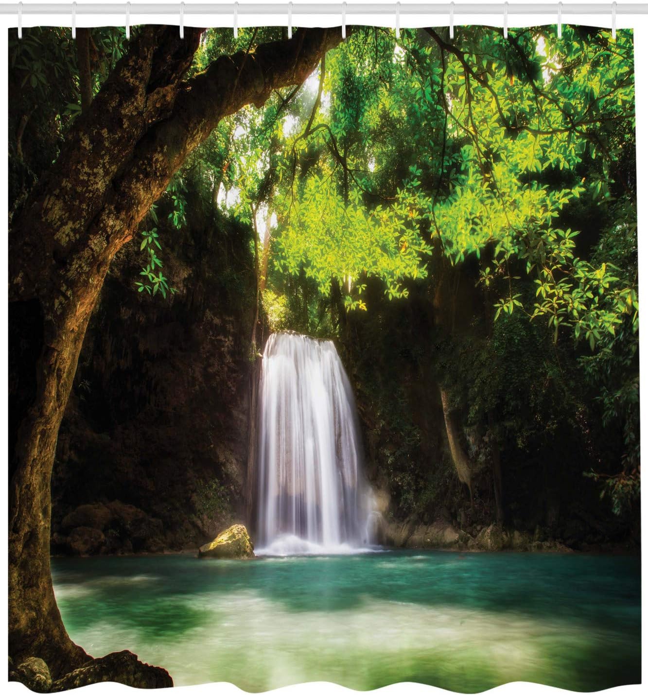 Ambesonne Waterfall Shower Curtain Set with Hooks - 69 W x 84 L