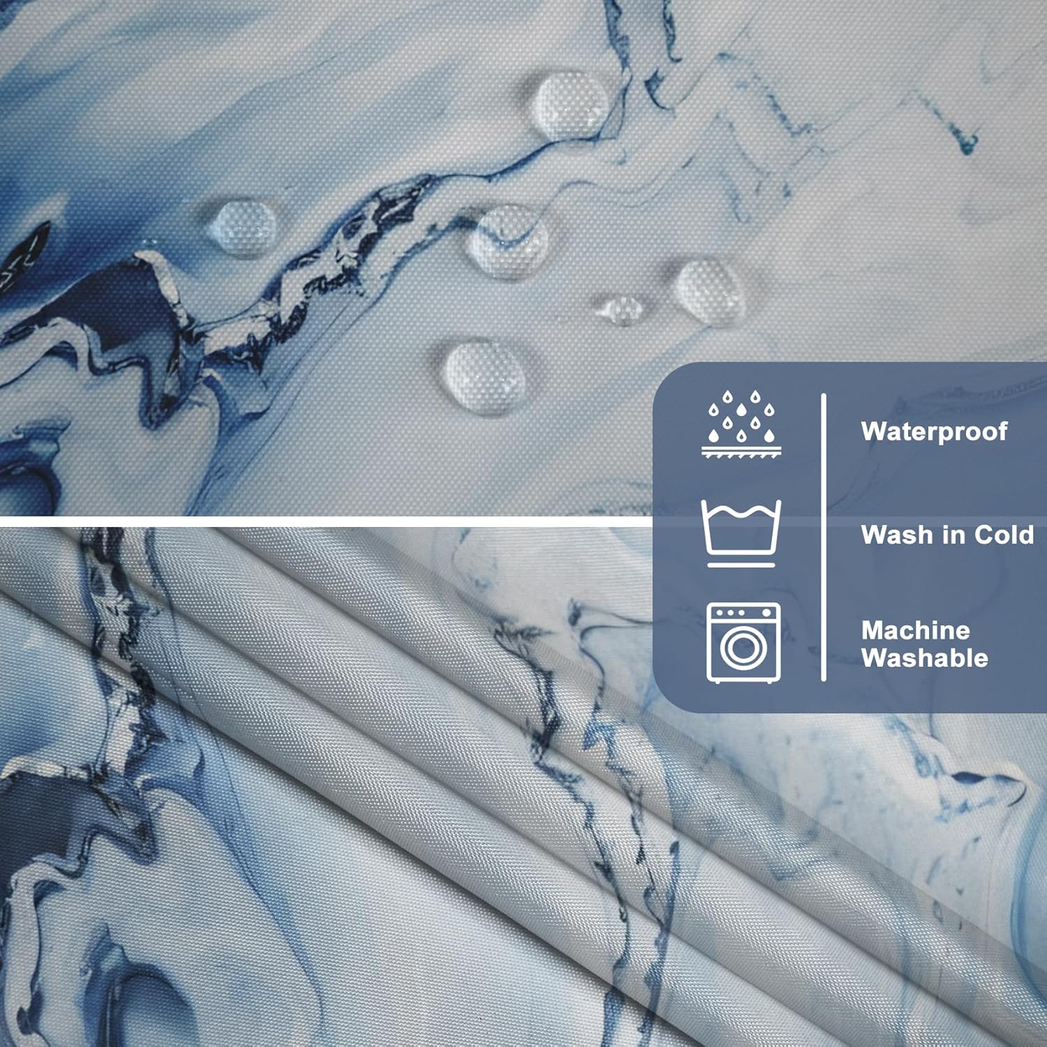 Marble Shower Curtain with Snap Liner 71x74 Inch 1