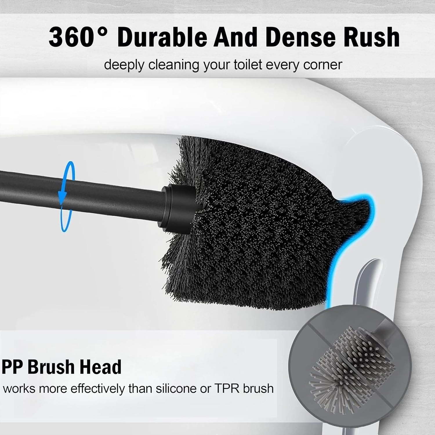 Indecor Home Brushed Nickel Toilet Bowl Brush with Holder 1