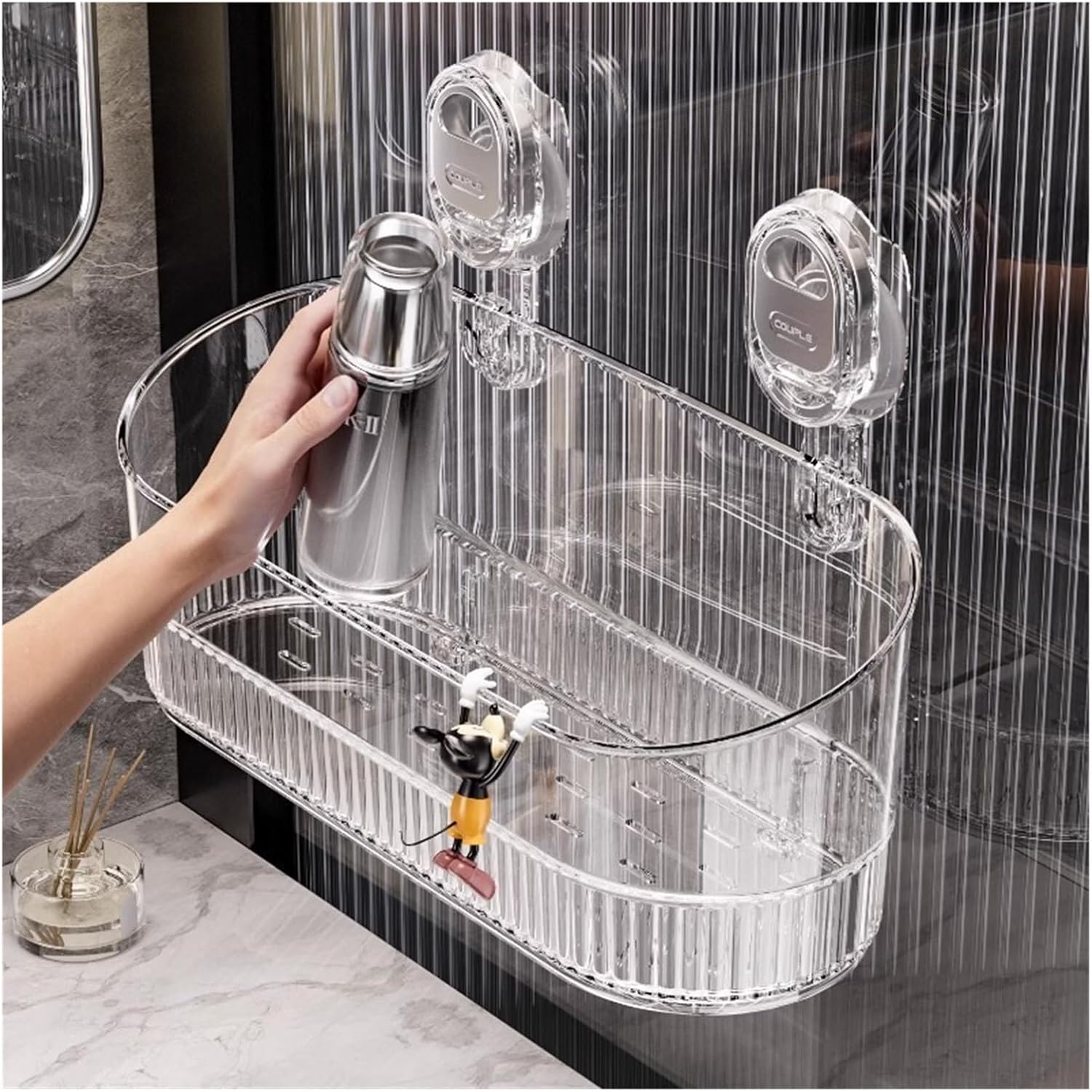 No Drill Bathroom Suction Storage Box with Large Capacity