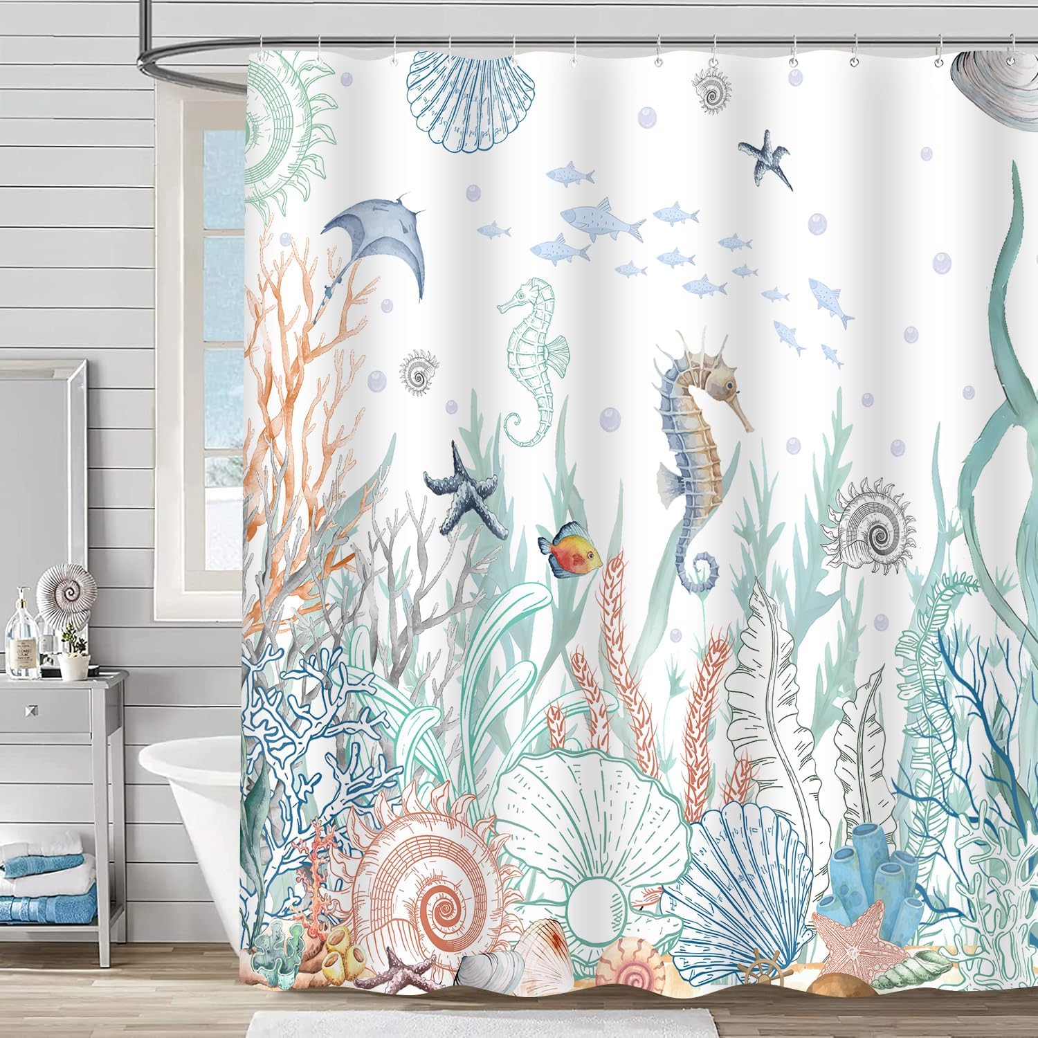 PAEOT Nautical Coastal Shower Curtain Set