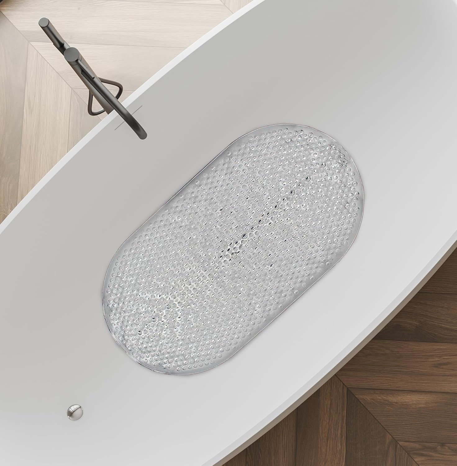 Splash Home Clear PVC Bathtub Mat with Suction Cups