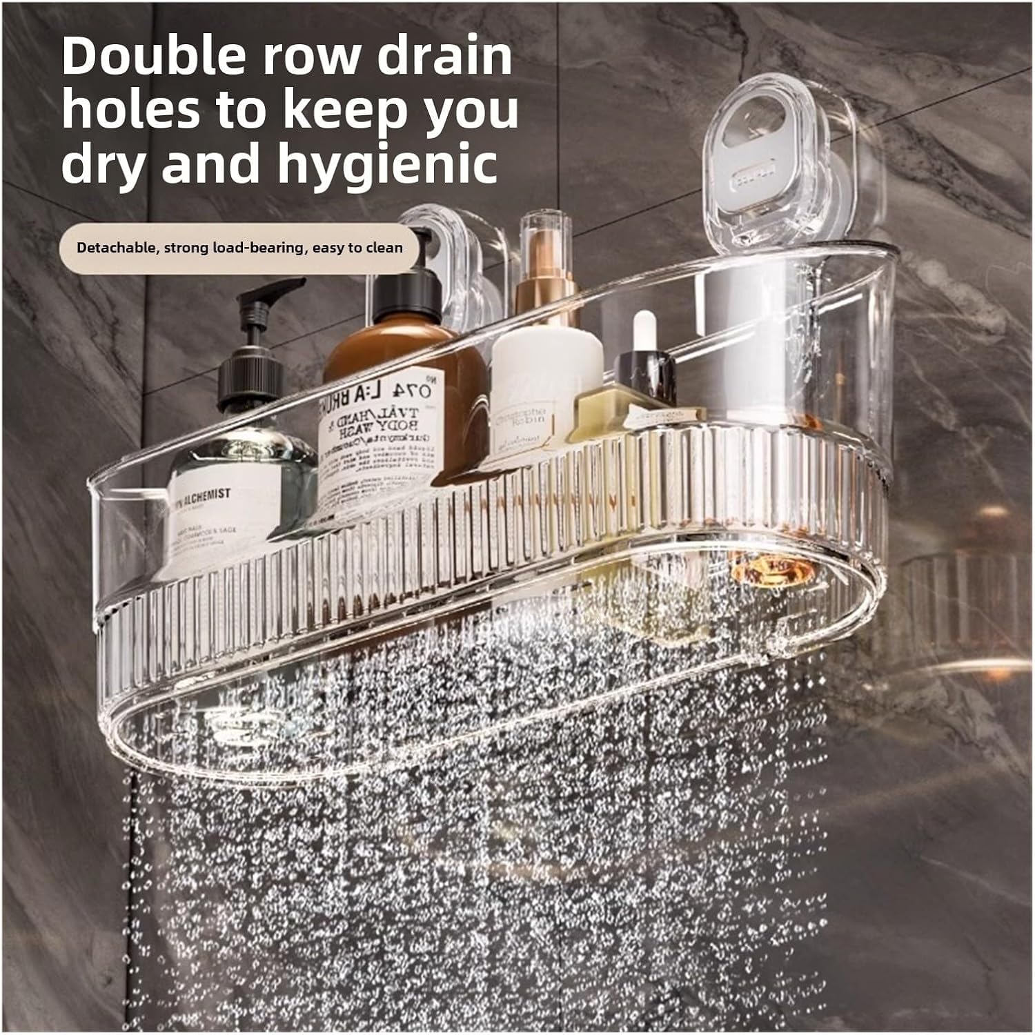 No Drill Bathroom Suction Storage Box with Large Capacity