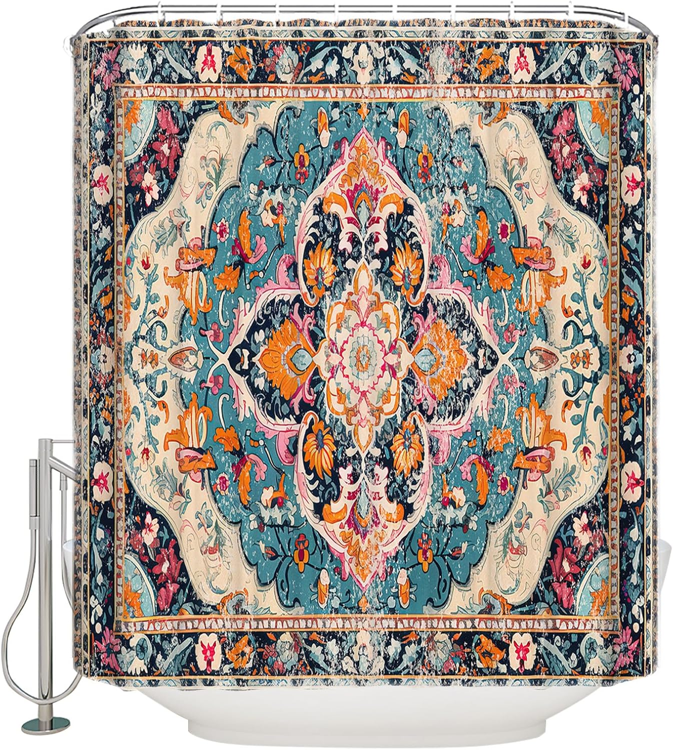 ZOE GARDEN Bohemian Flower Shower Curtain Set