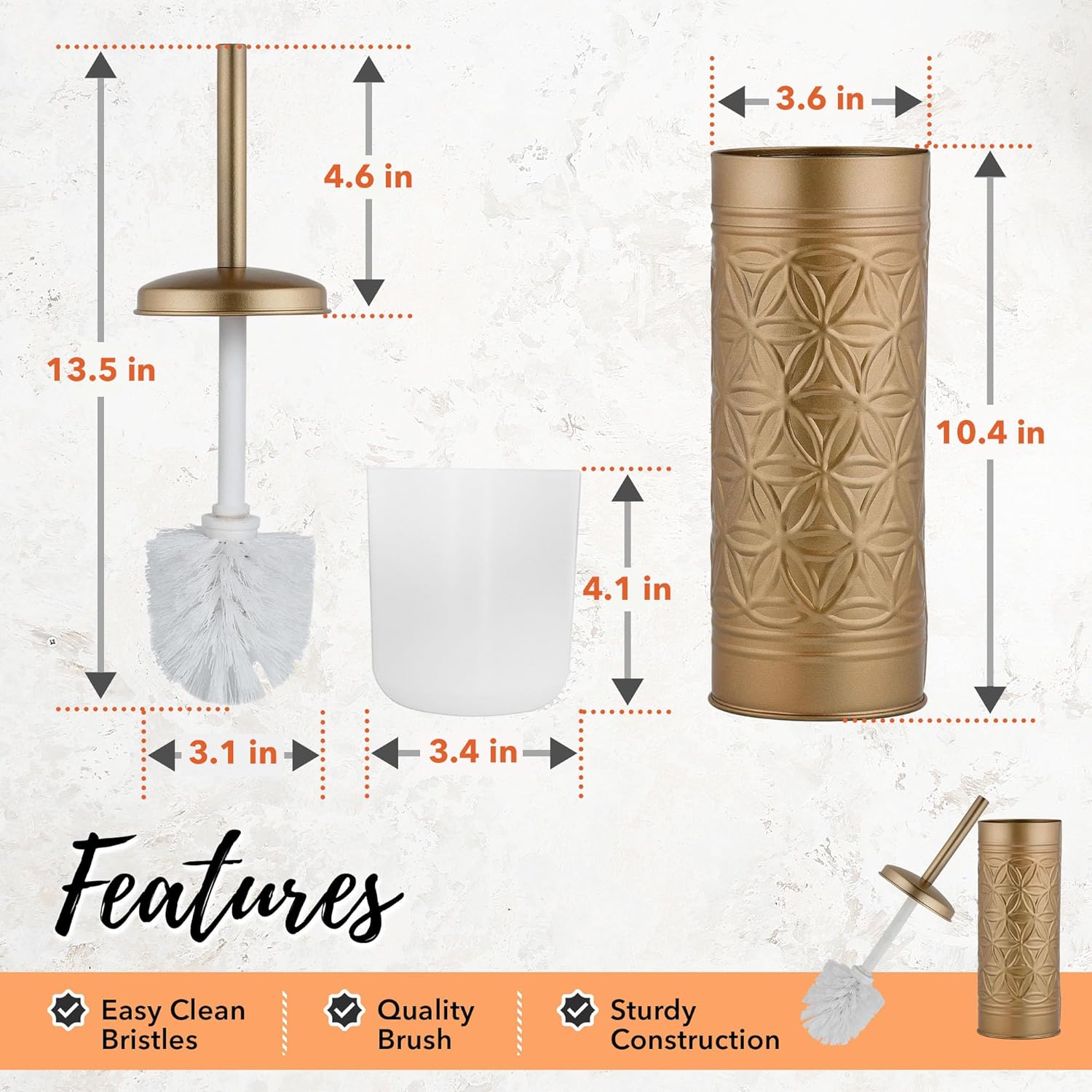 Autumn Alley Brushed Gold Toilet Brush Set