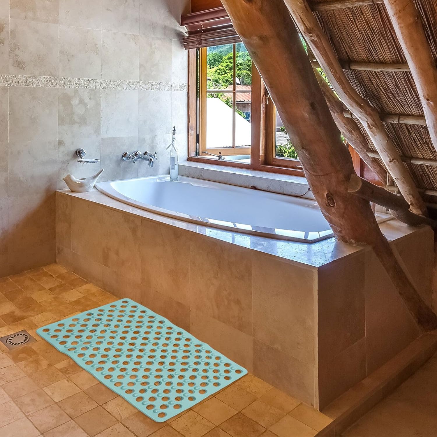 HOMSFOU Non-Slip Suction Shower Floor Mat