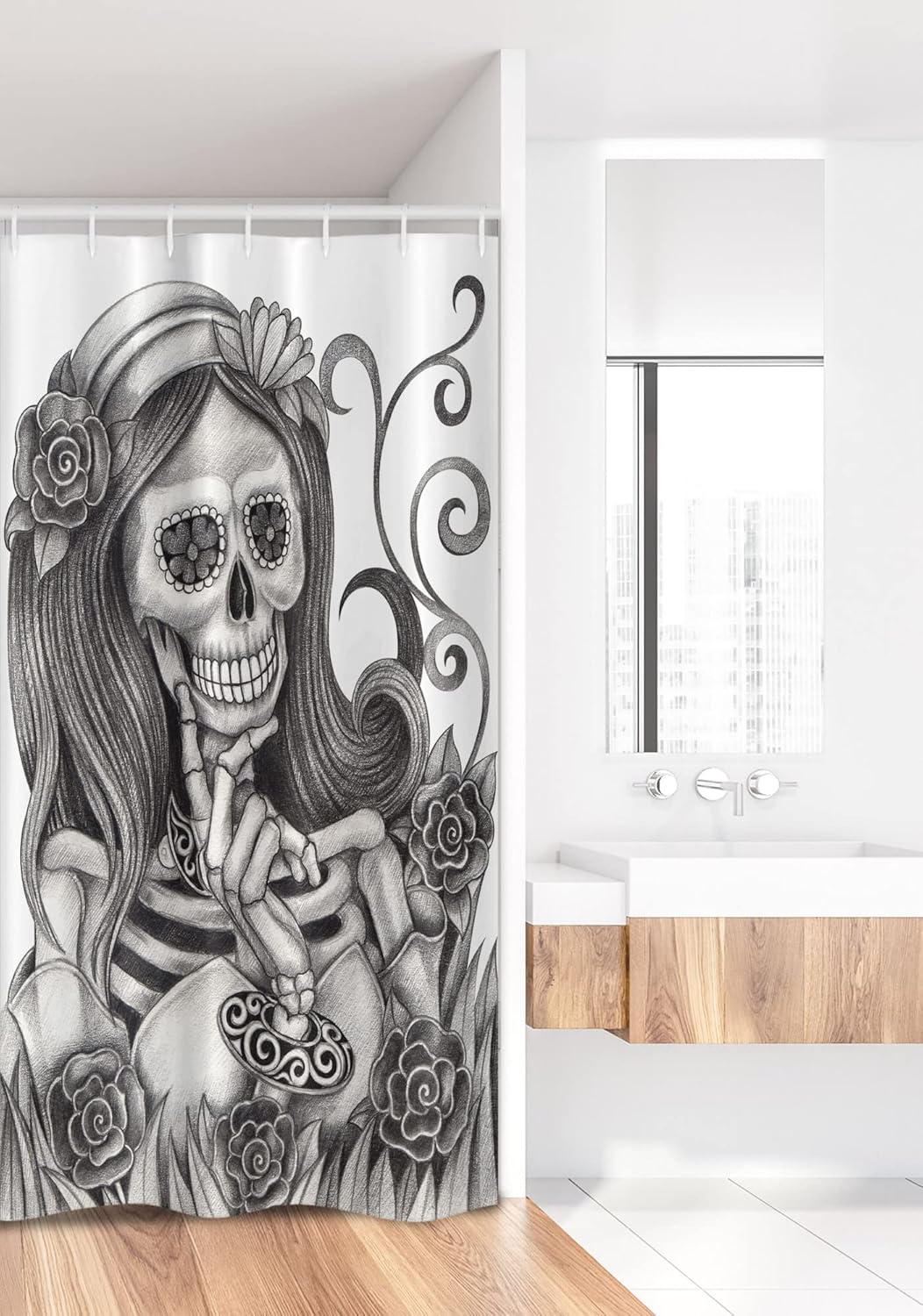 Ambesonne Skull Stall Shower Curtain Set