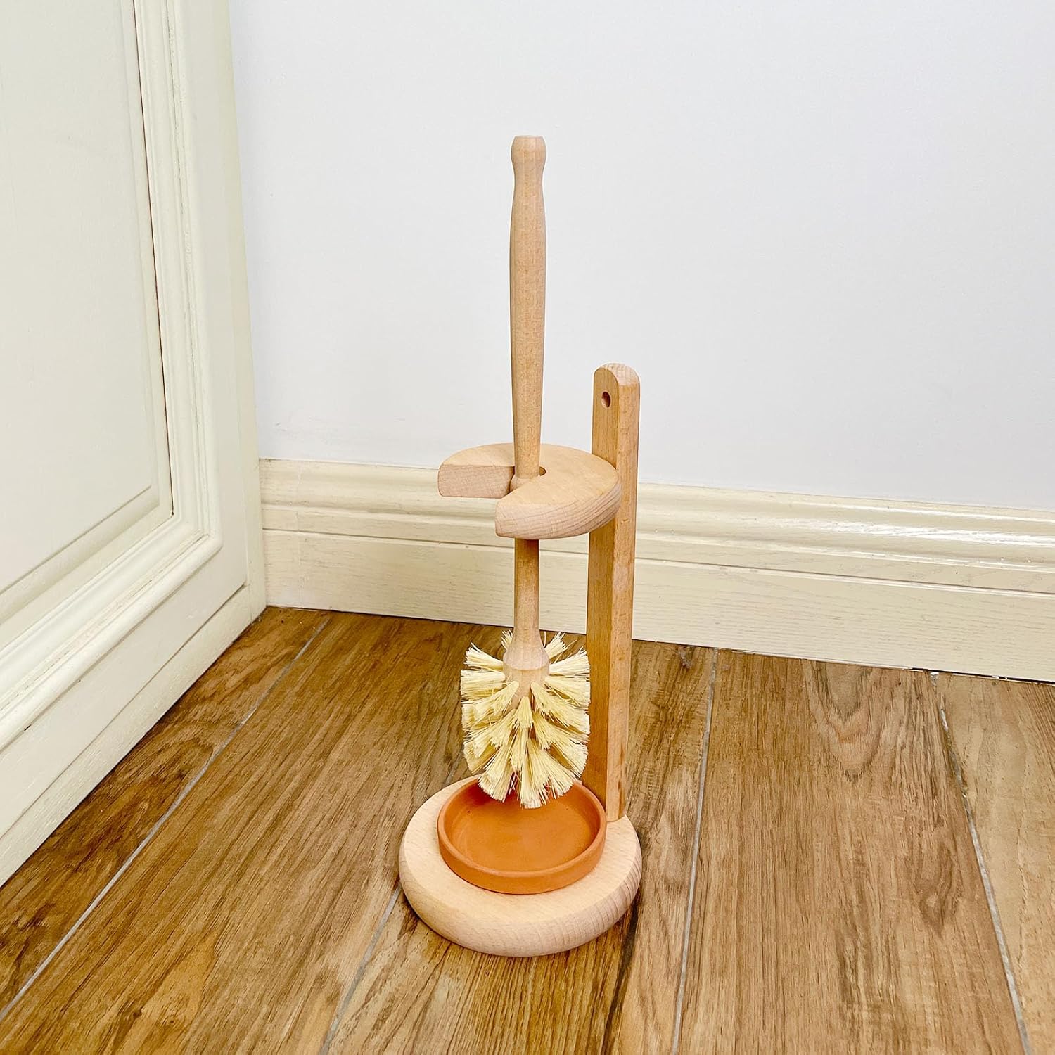 CRAKTH Beechwood Toilet Brush with Sisal Bristles and Holder