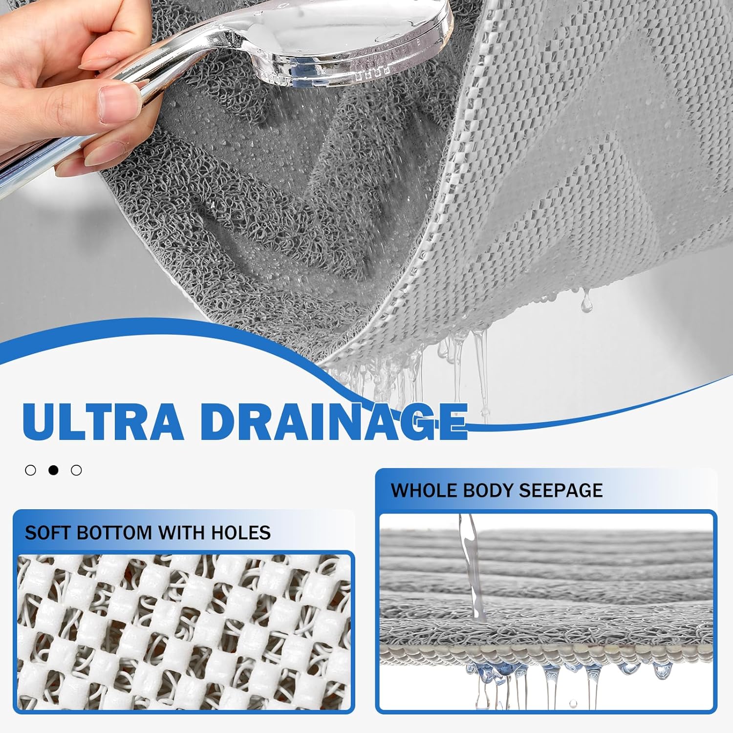 YDKGL Gray Non Slip Bathtub Mat 18x30in