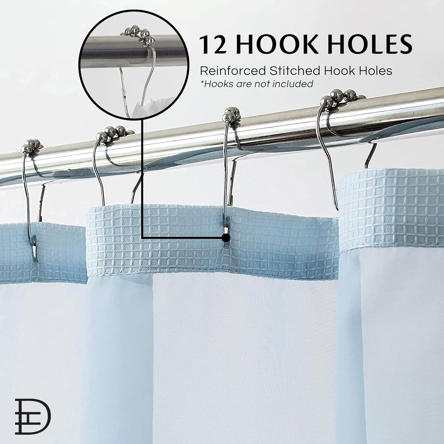 Dainty Home Waffle Weave Shower Curtain Set in Sky Blue