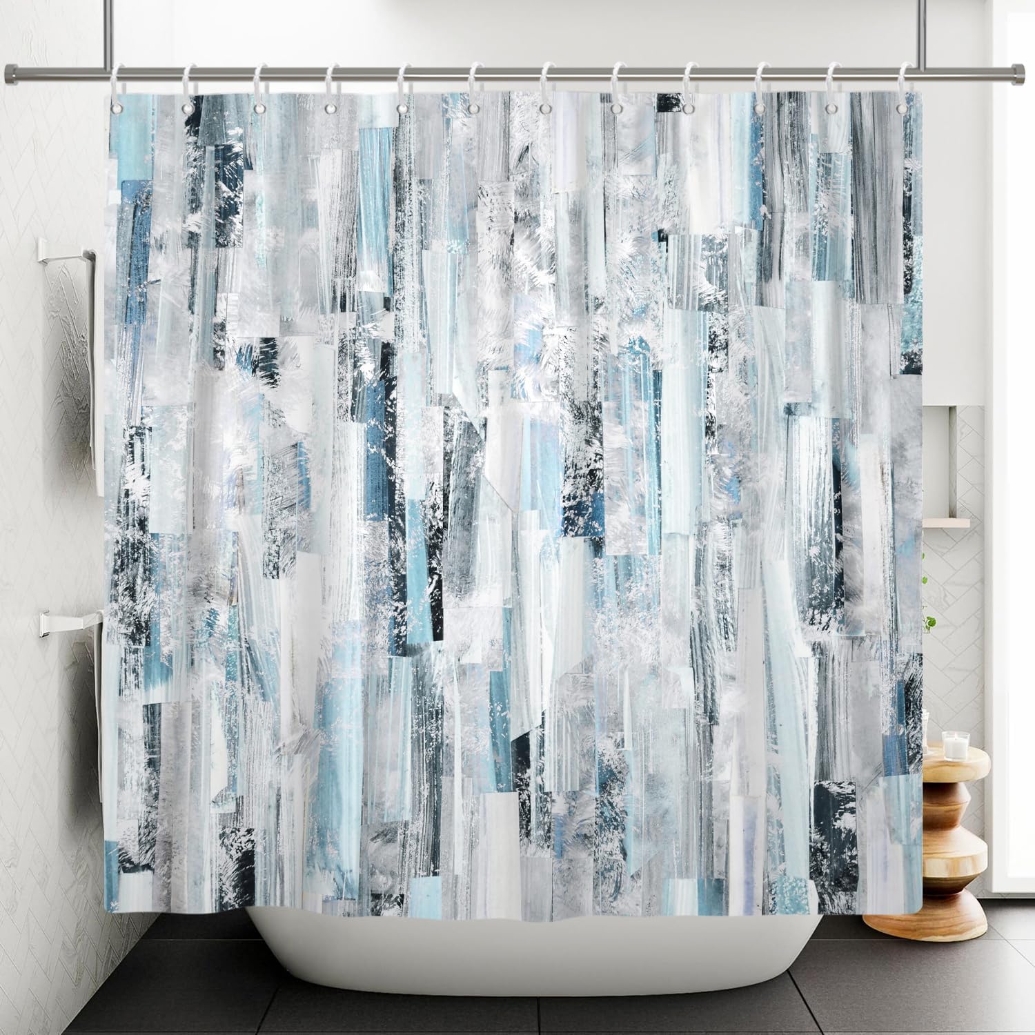 Light Blue Abstract Art Shower Curtain 72x72 Inch