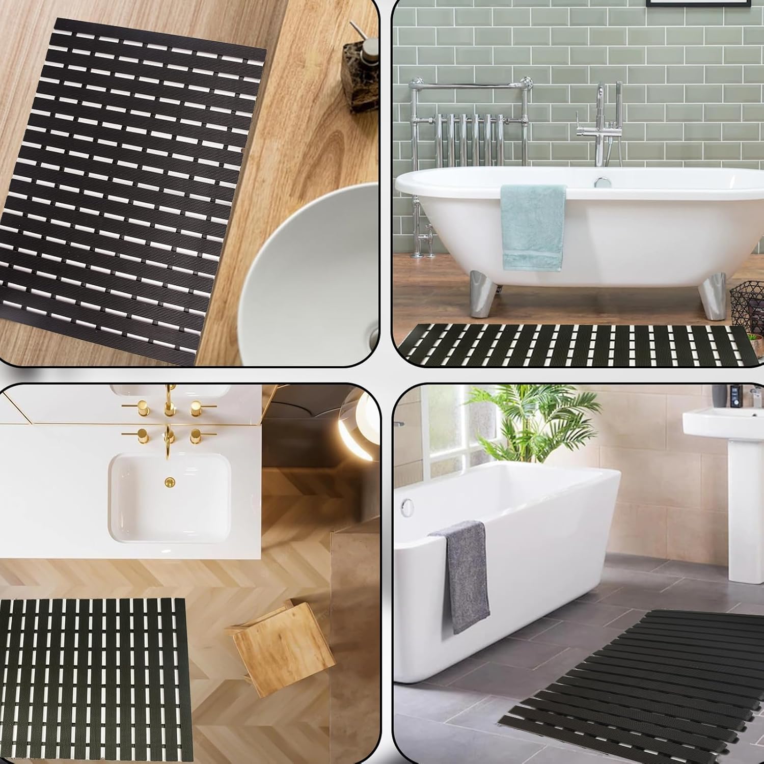 Locisne Non-Slip Shower Mat Black 169x256 Inch