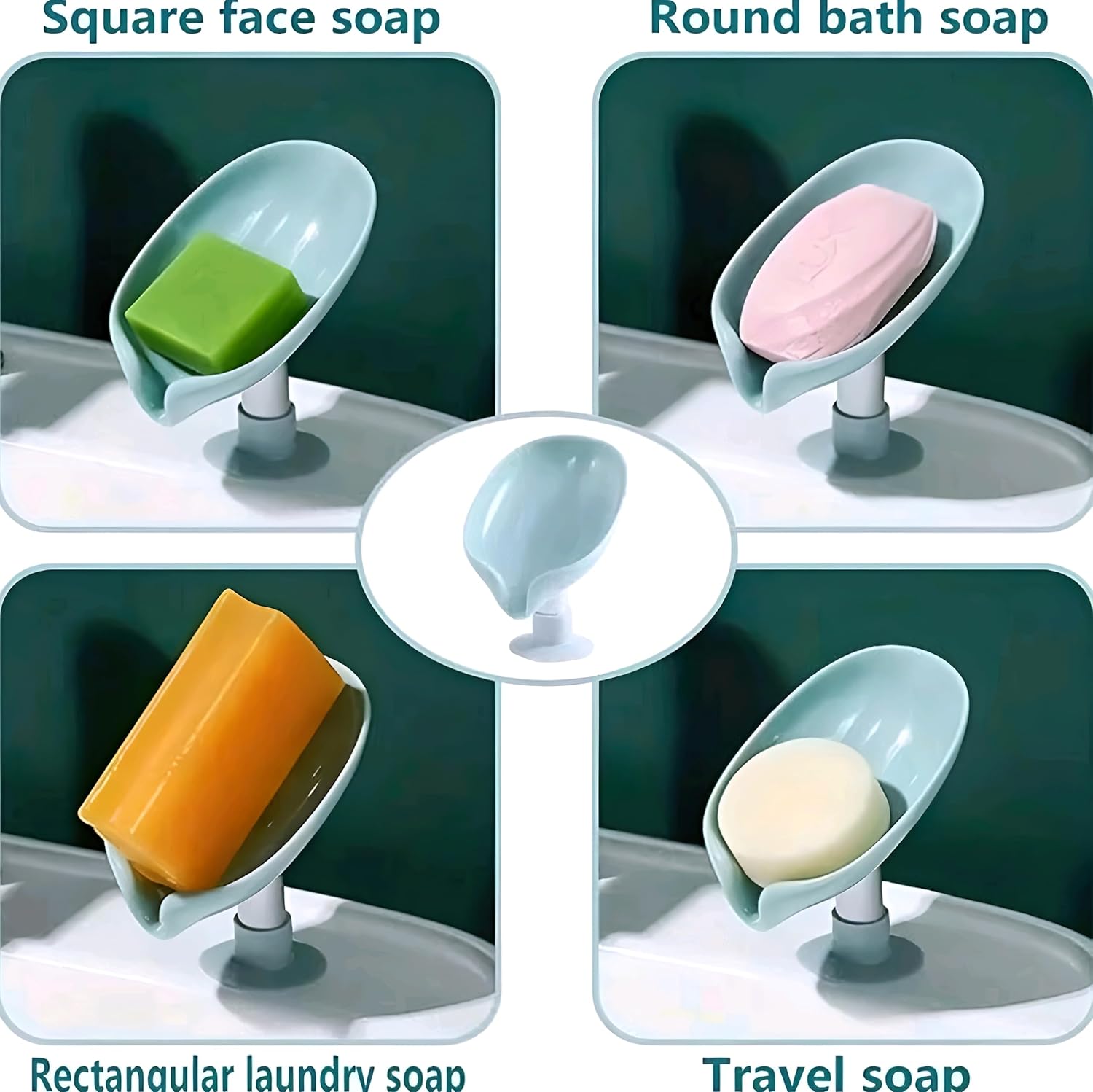 Self-Draining Soap Dish with Suction Cup Holder