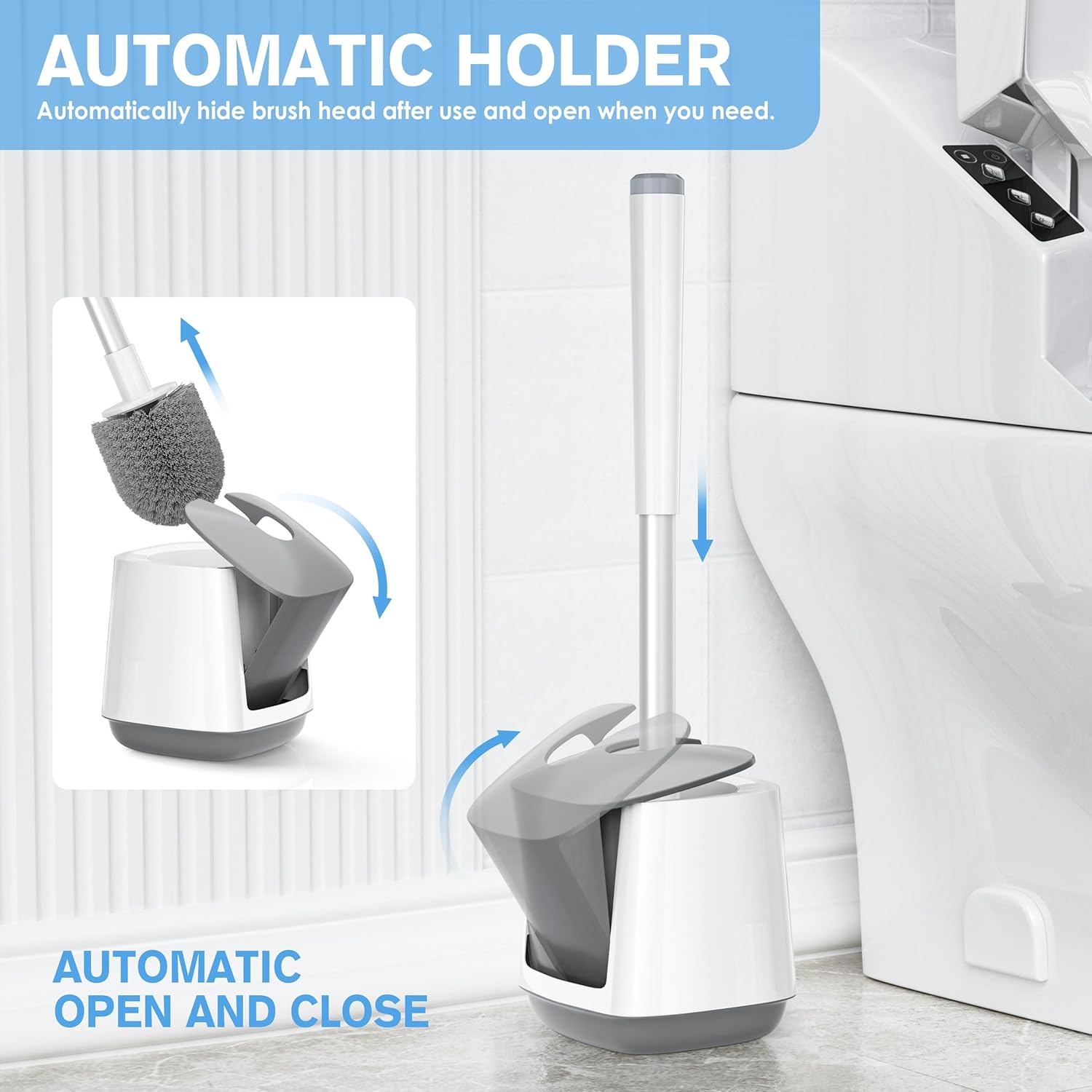 LOVLOY Toilet Brush with Automatic Holder and Tweezers 1