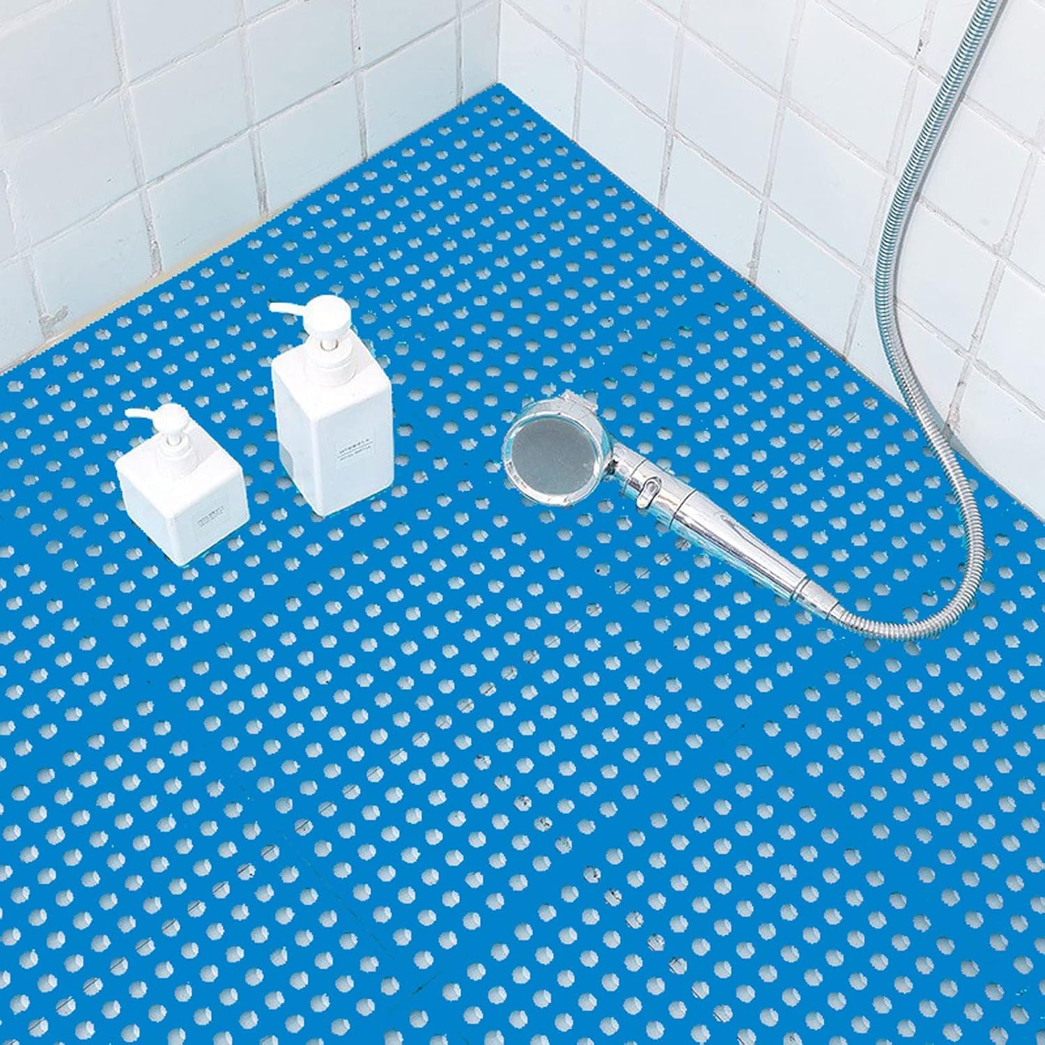 HUHJYUGE Non-Slip Square Shower Mat 12x12in with Drain Holes and Interlocking Design