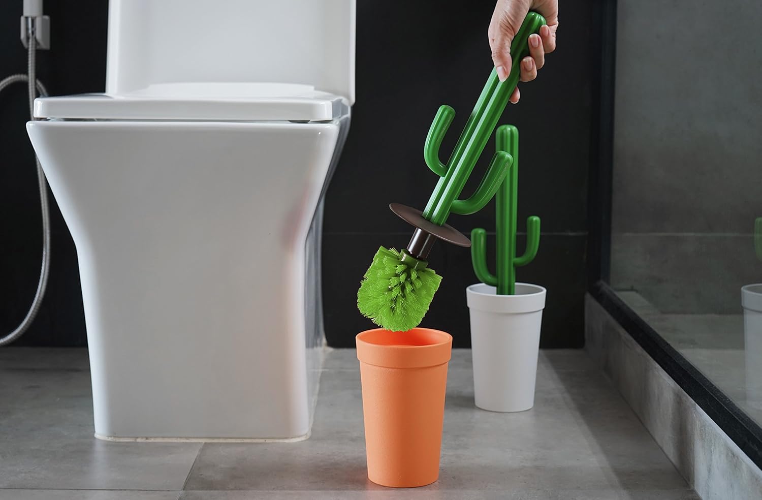 QUALY Cactus Toilet Brush OrangeGreen