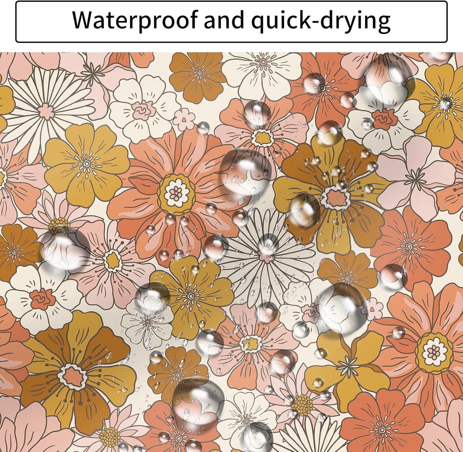 BAUCIWLD Retro Boho Flower Shower Curtain Set with 12 Hooks 1