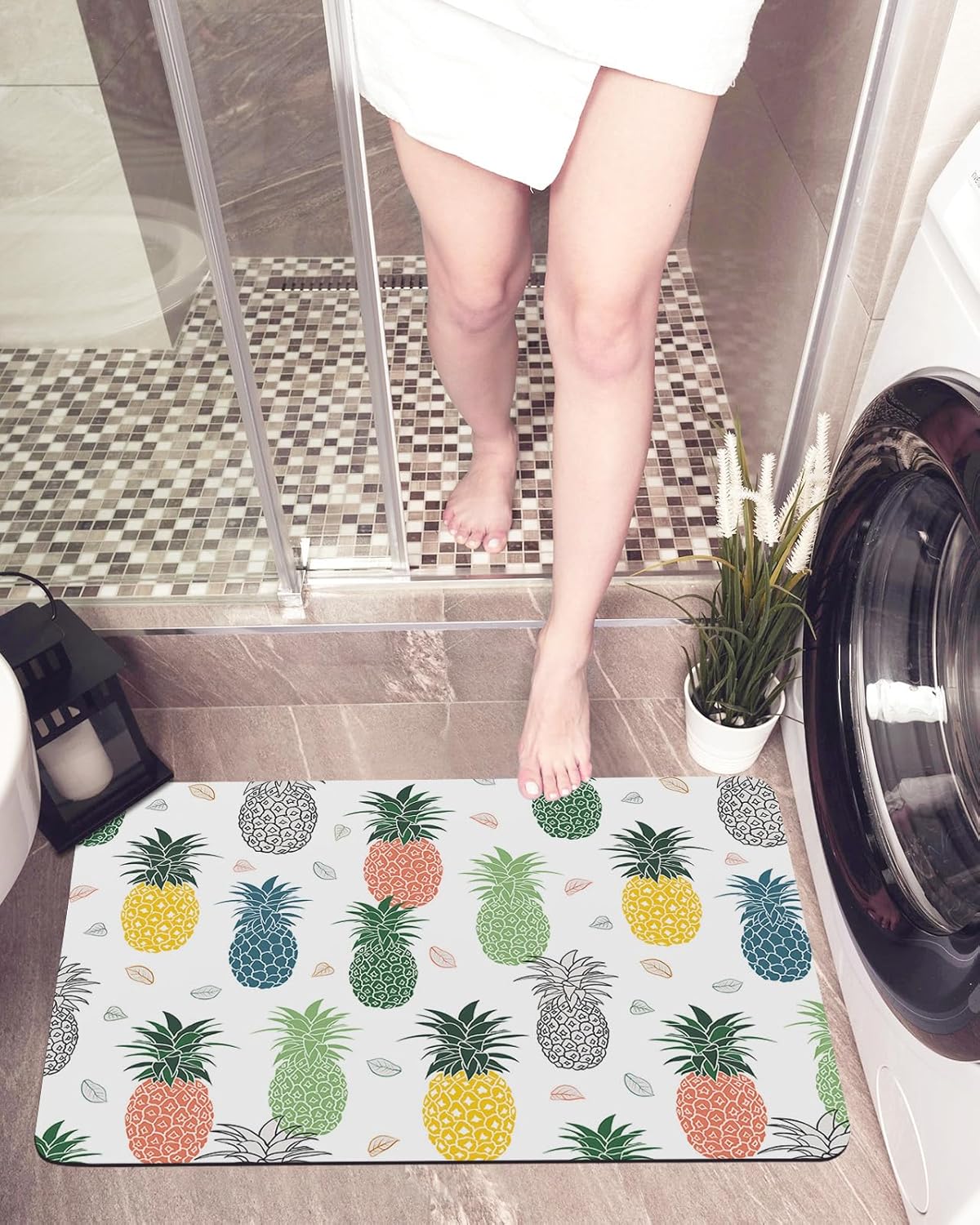 Pineapple Bath Mat Non-Slip Washable 32x20 Inches