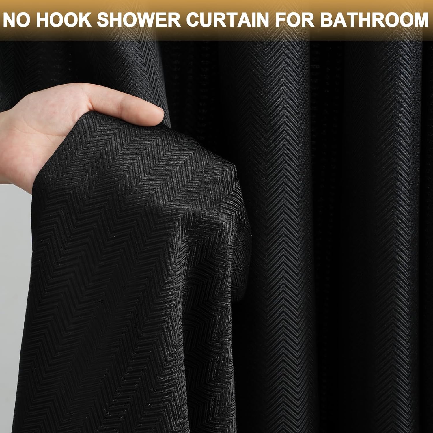 Wyljljy No Hook Shower Curtain Set with Mesh Window