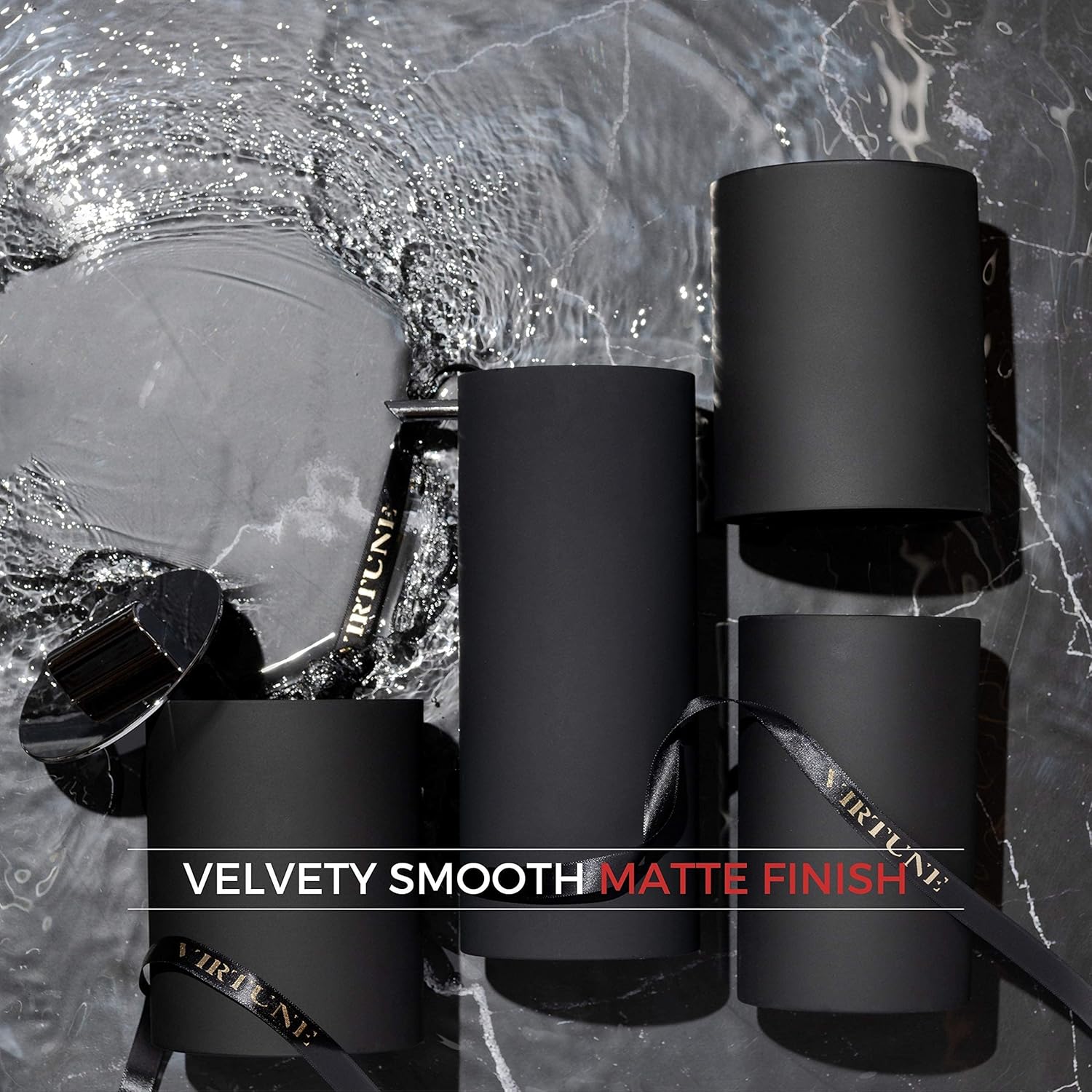 VIRTUNE Matte Black Bathroom Accessory Set 4 Pcs