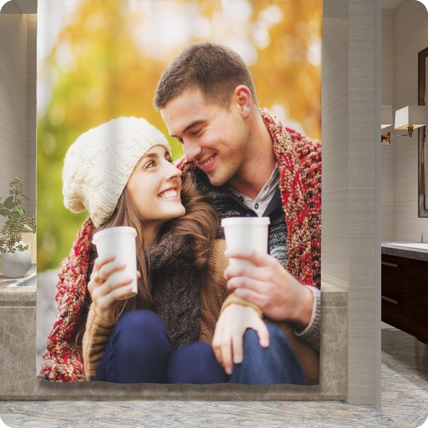 Custom Shower Curtain with Picture Photo Design for Bathroom