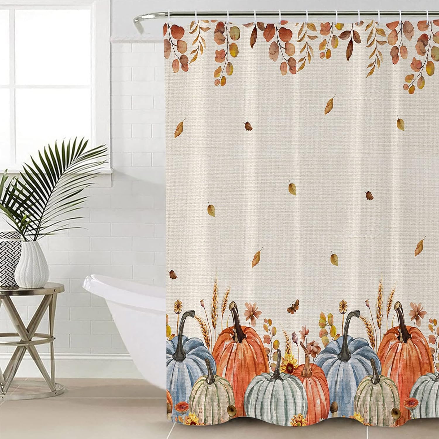 ZOE GARDEN Fall Pumpkins Shower Curtain Set 48x72