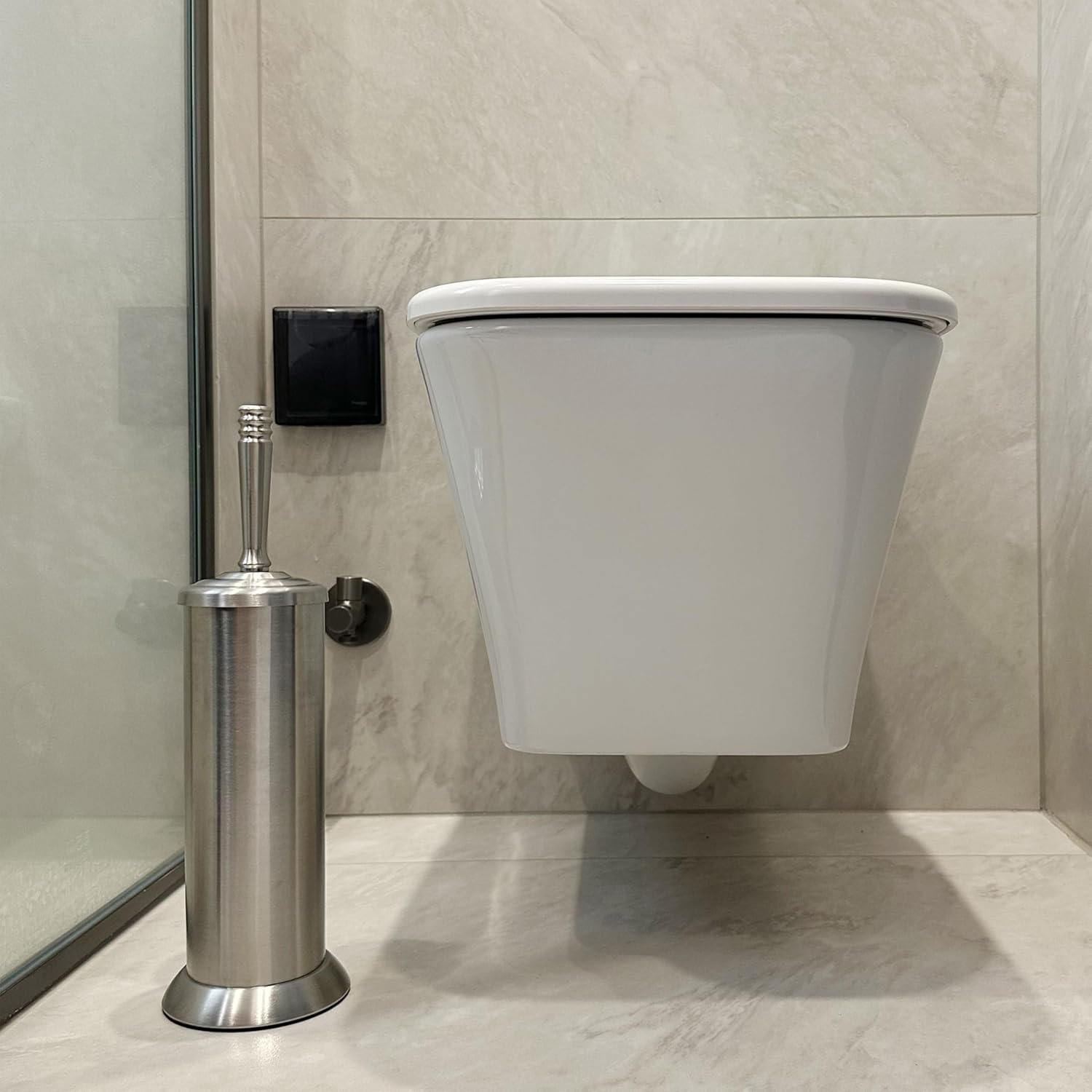 Indecor Home Brushed Nickel Toilet Bowl Brush with Holder 1