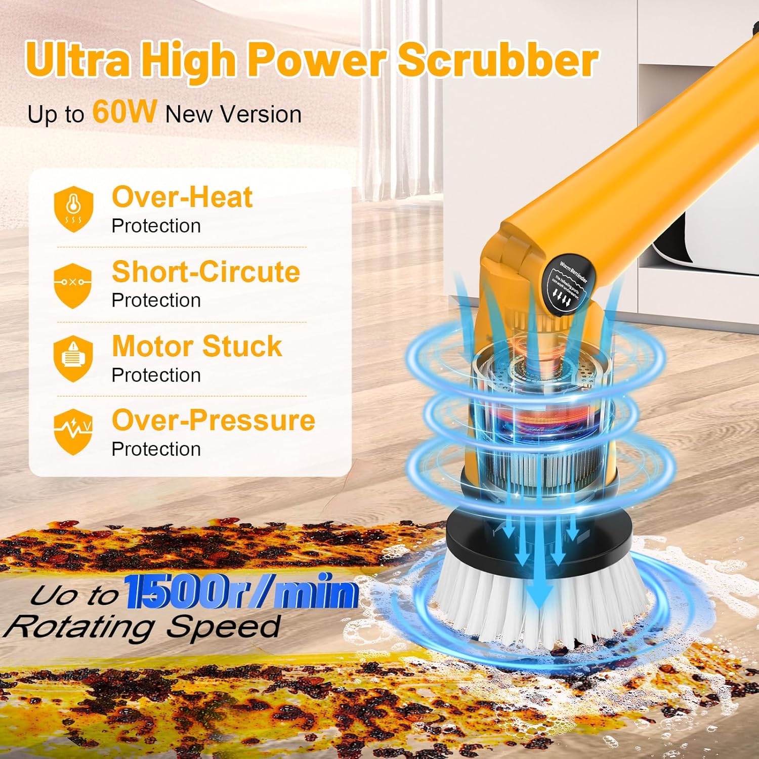 Denqir 1500 RPM Electric Spin Scrubber for Dewalt 20V Battery No Battery
