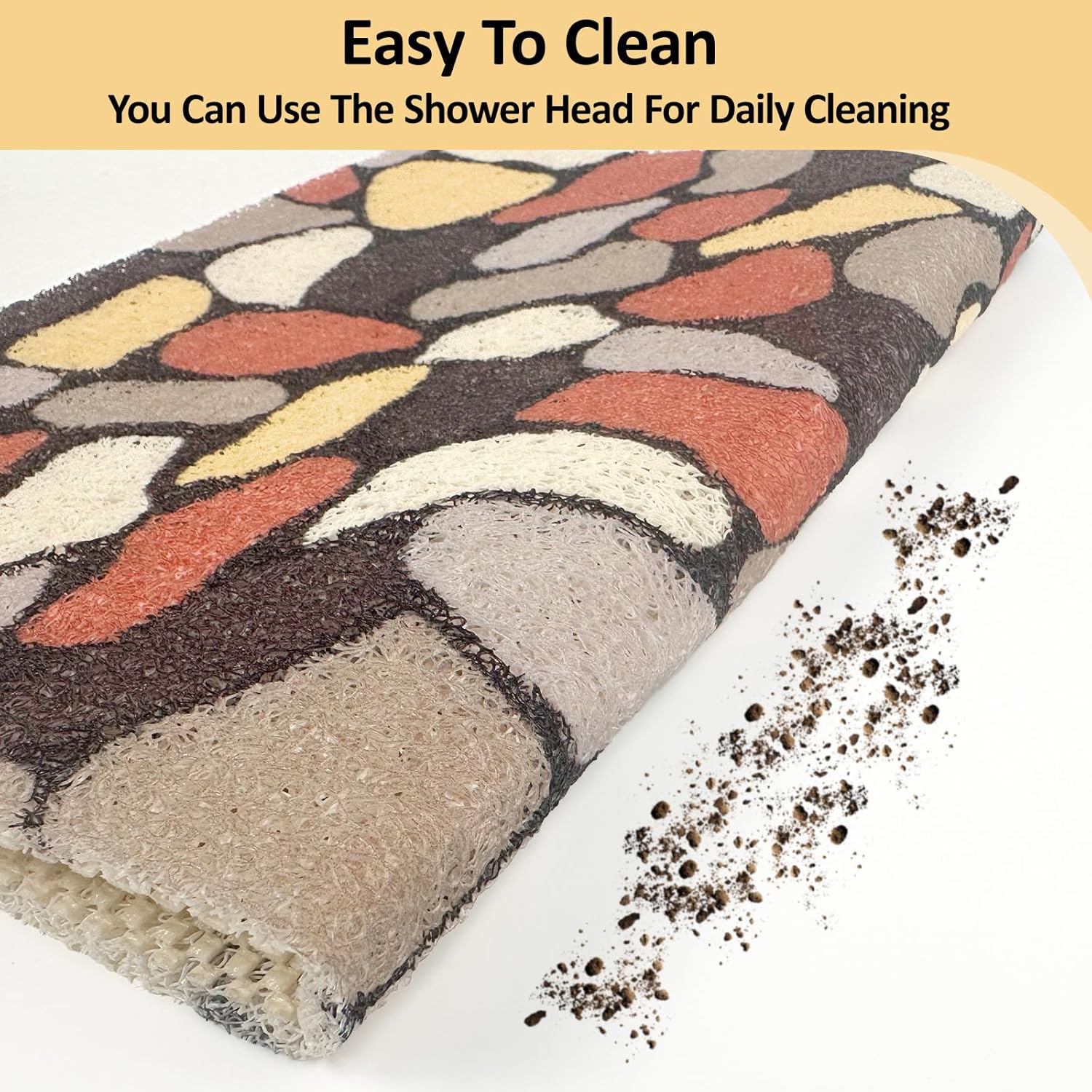 HAPACE Non Slip Shower Mat with Drain Holes 24x16 Inch