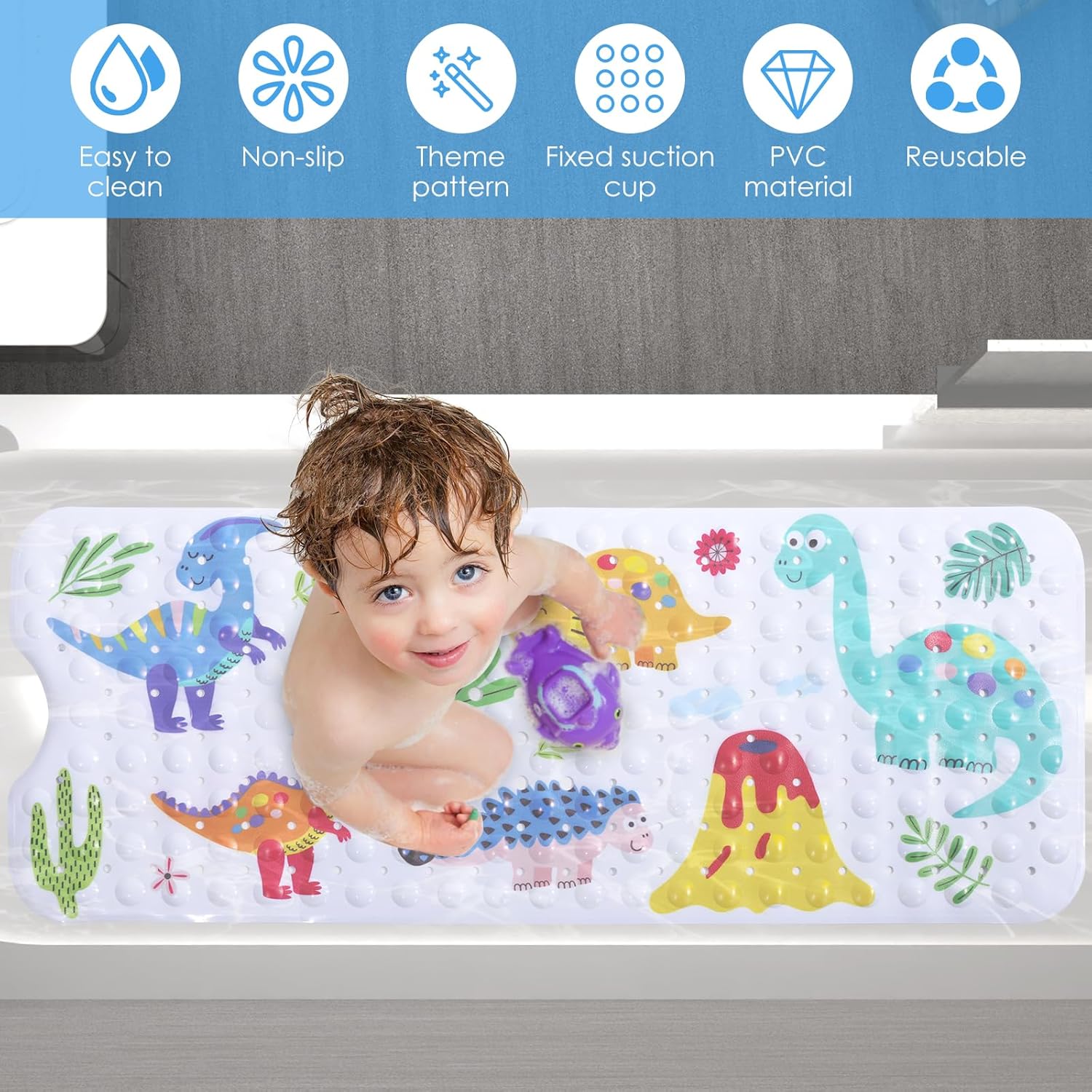 ZJRDYYK Anti Slip Dinosaur Park Bath Mat 40x16 Inch