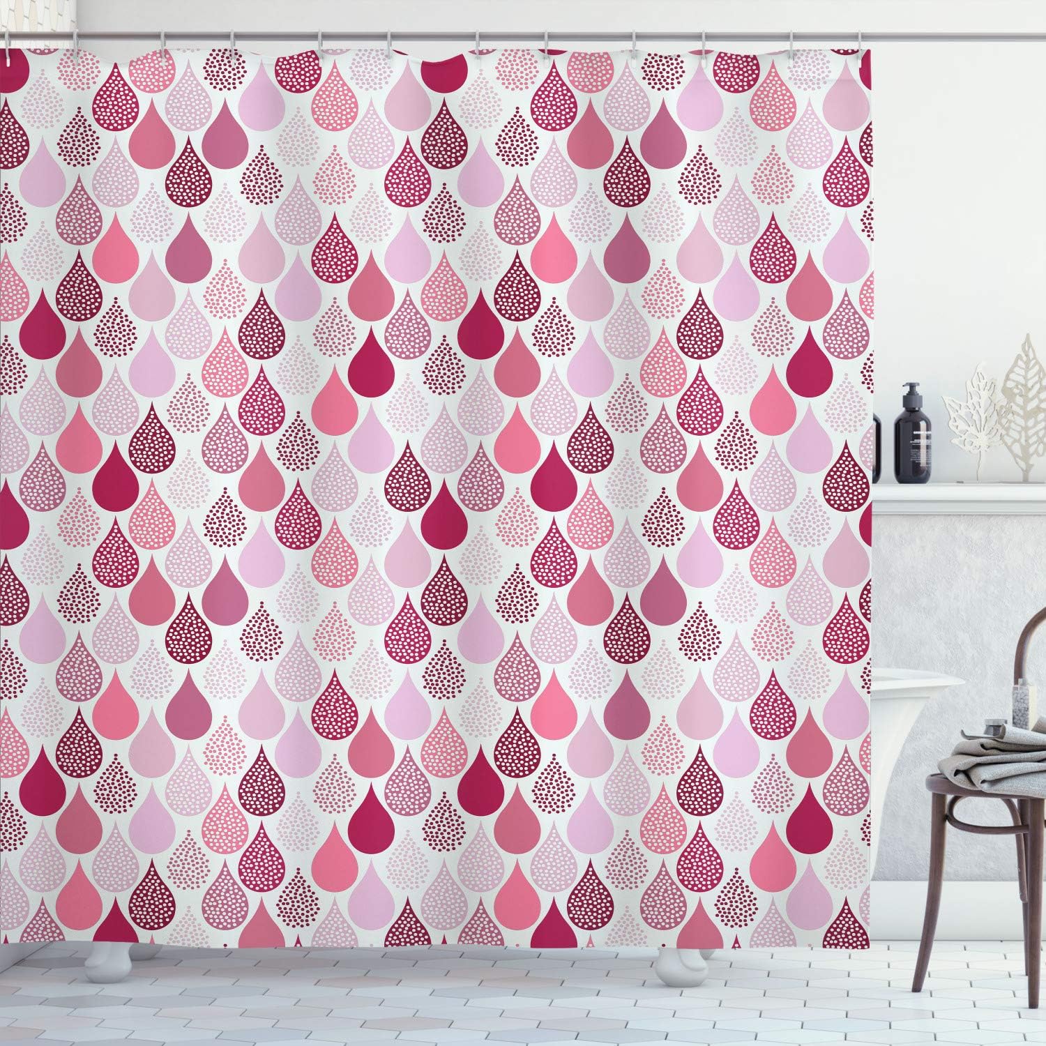 Ambesonne Geometric Shower Curtain 70 Long Pale Ruby