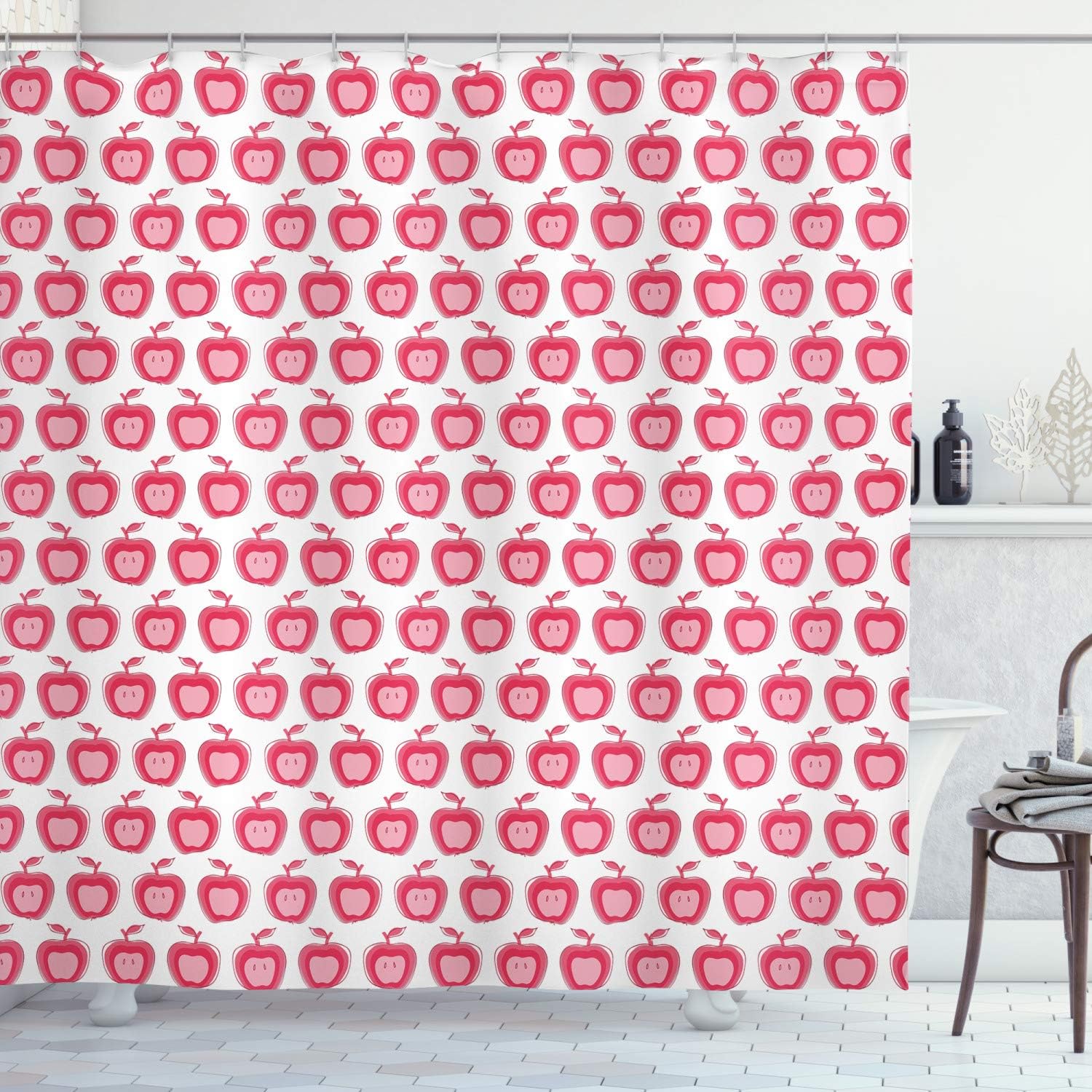 Ambesonne Fruits Shower Curtain Set - Dark Coral 69 x 84