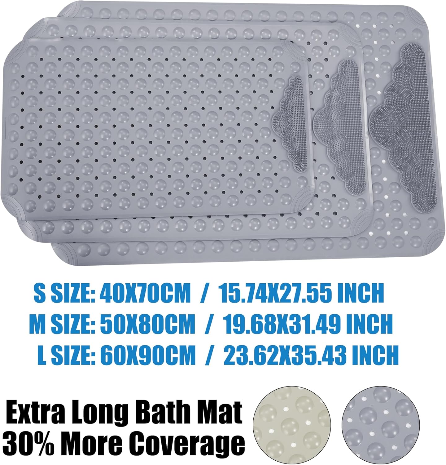 WANGRENL Non-Slip Bathtub Mat 2755 x 1574 Inches
