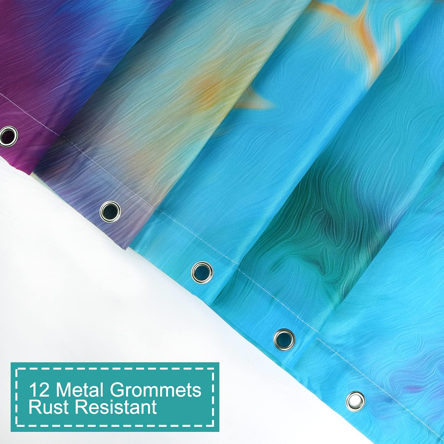 RosieLily Abstract Shower Curtain Sets with 12 Hooks in Orange Teal and Purple