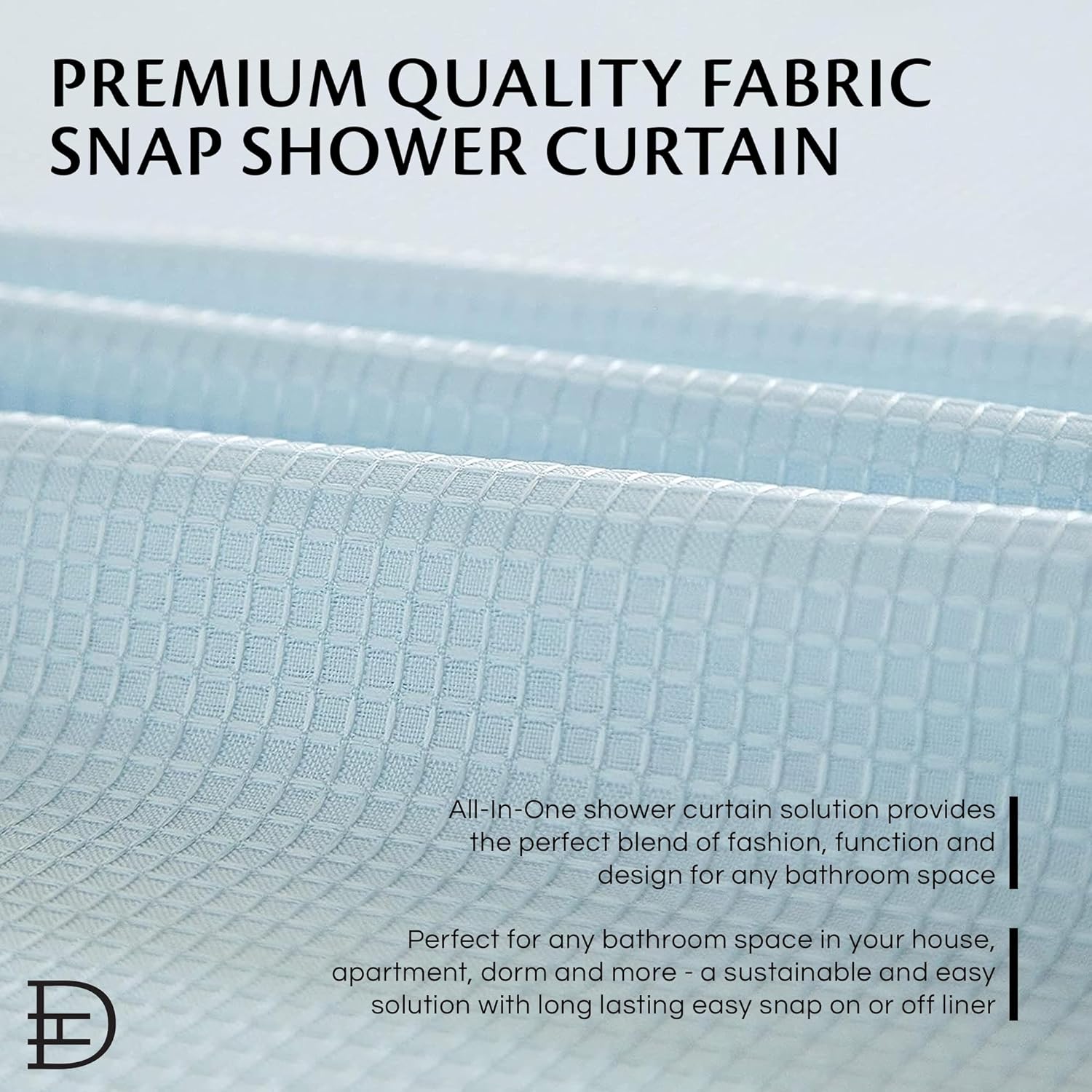 Dainty Home Waffle Weave Shower Curtain Set in Sky Blue