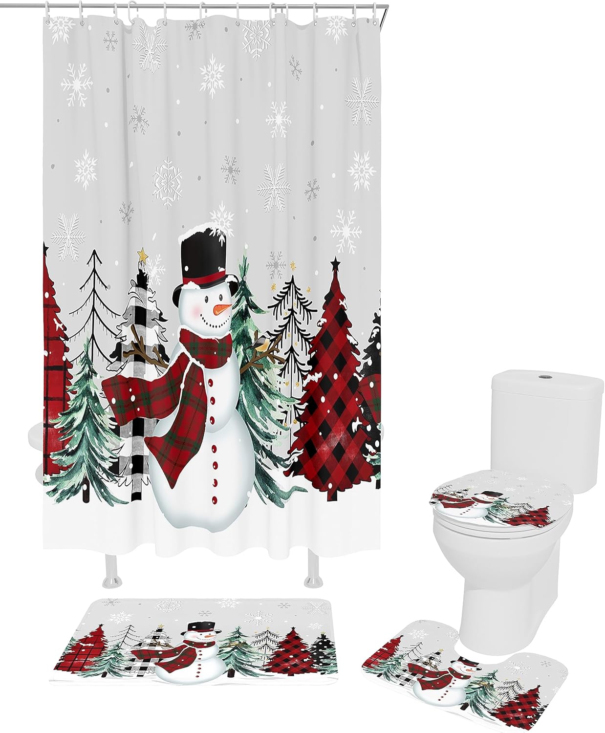 ZOE GARDEN Winter Snowman Shower Curtain Set