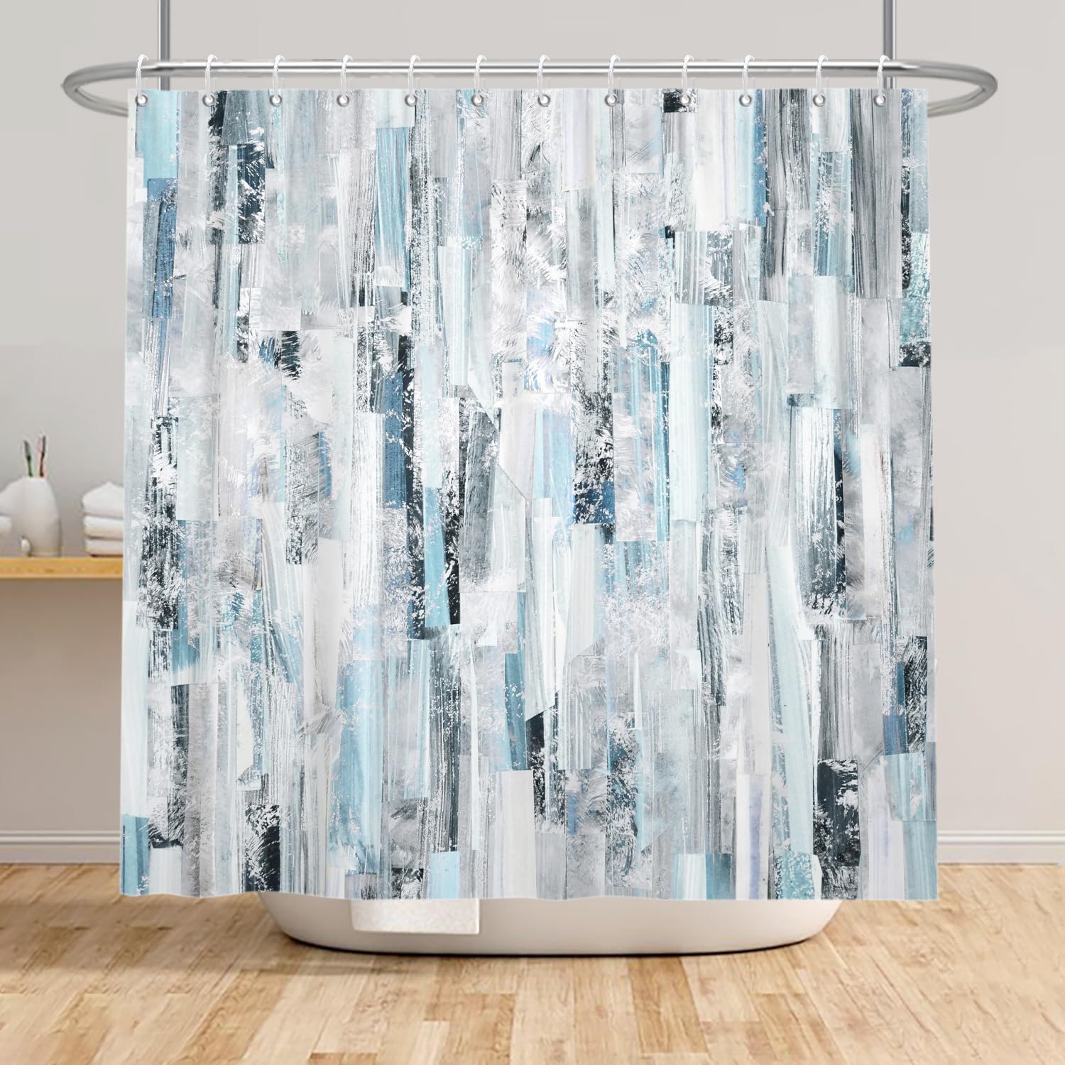 Light Blue Abstract Art Shower Curtain 72x72 Inch