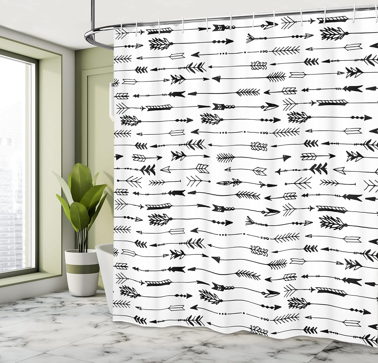 Ambesonne Arrows Shower Curtain Set 69 x 75 White Charcoal