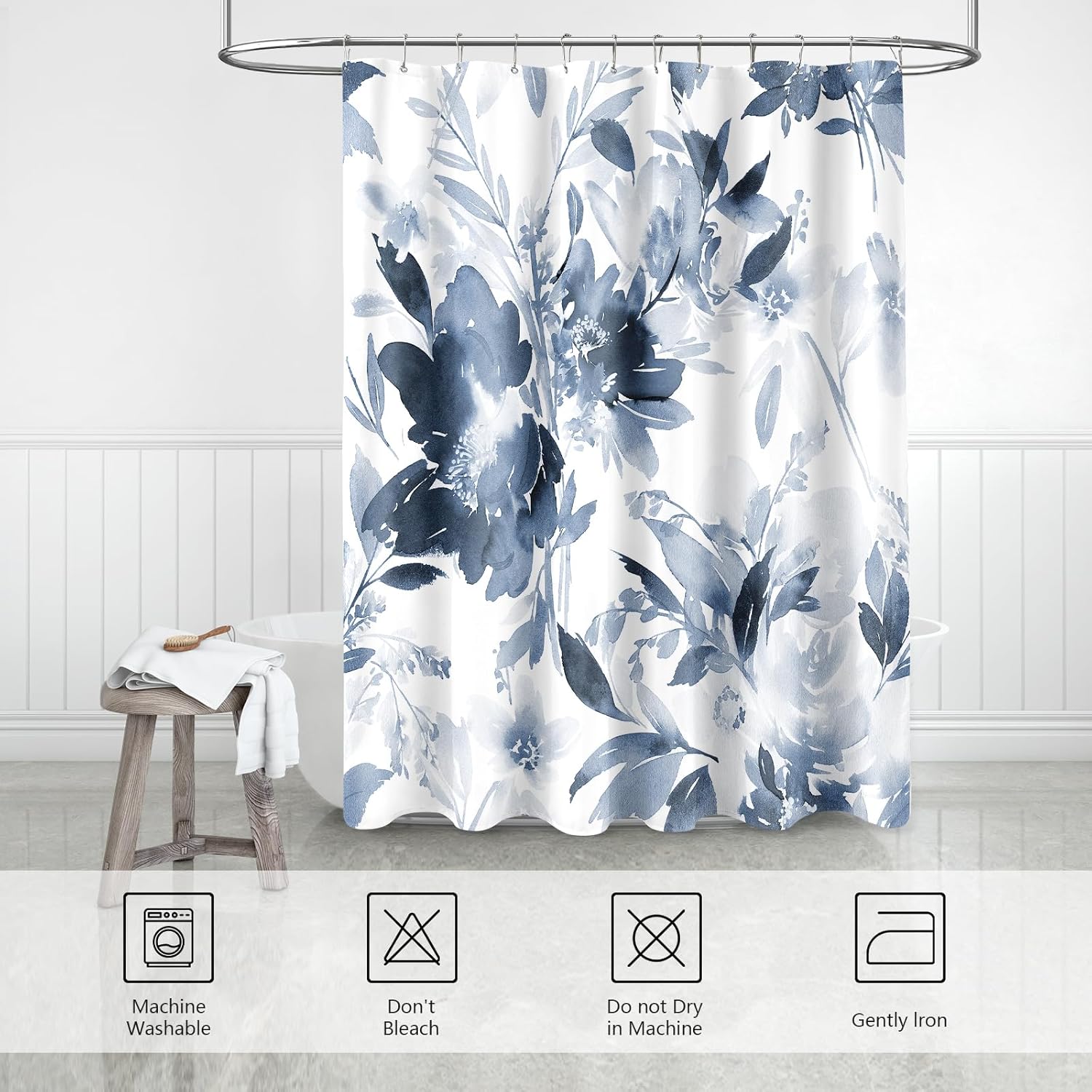 Extra Long Shower Curtain 72 x 96 Inch with Hooks