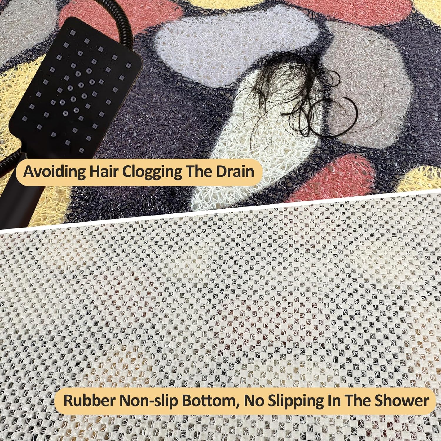HAPACE Non Slip Shower Mat with Drain Holes 24x16 Inch