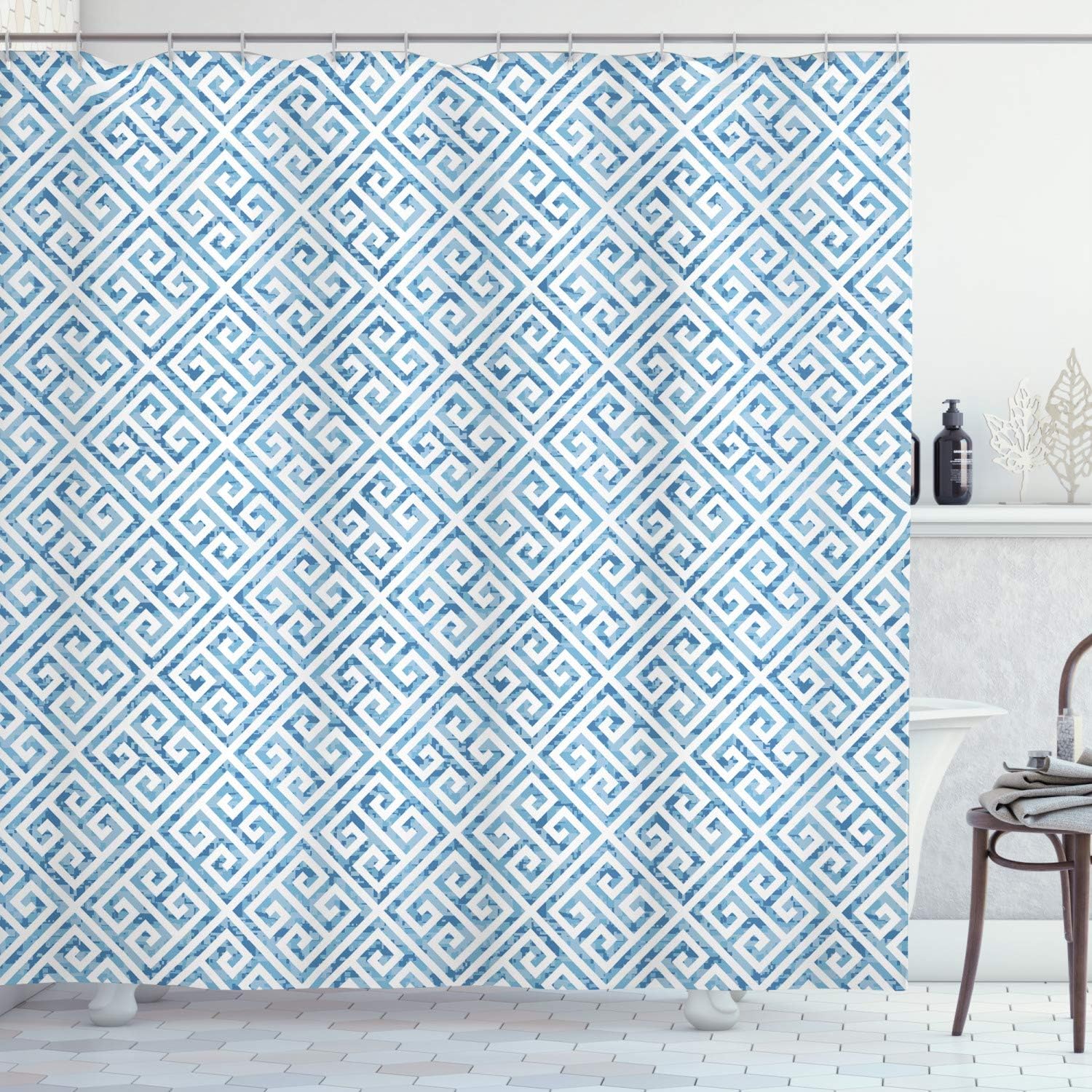 Ambesonne Geometric Shower Curtain Set with Hooks 69 x 75