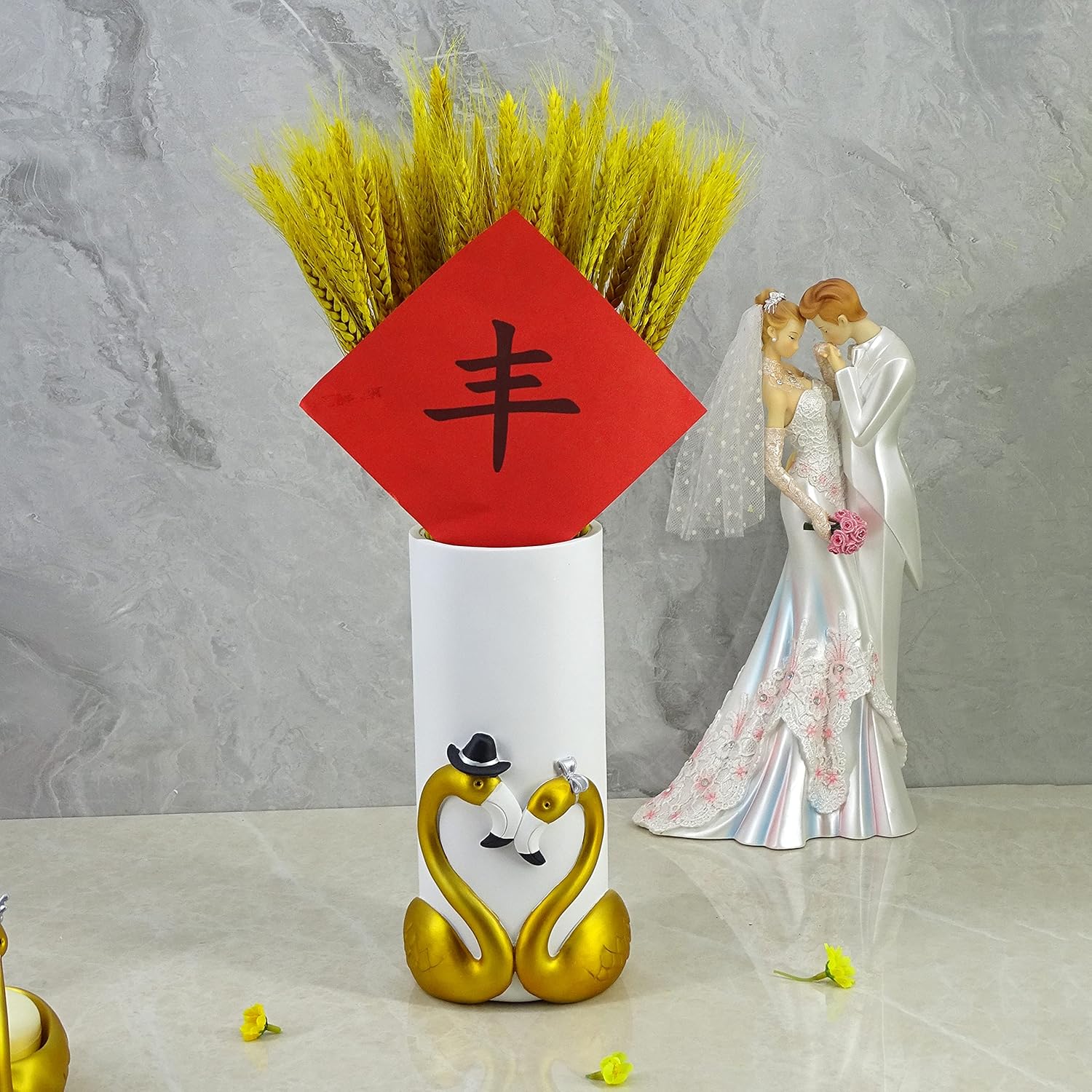 Elegant Royal Gold Flamingo Toilet Brush and Holder