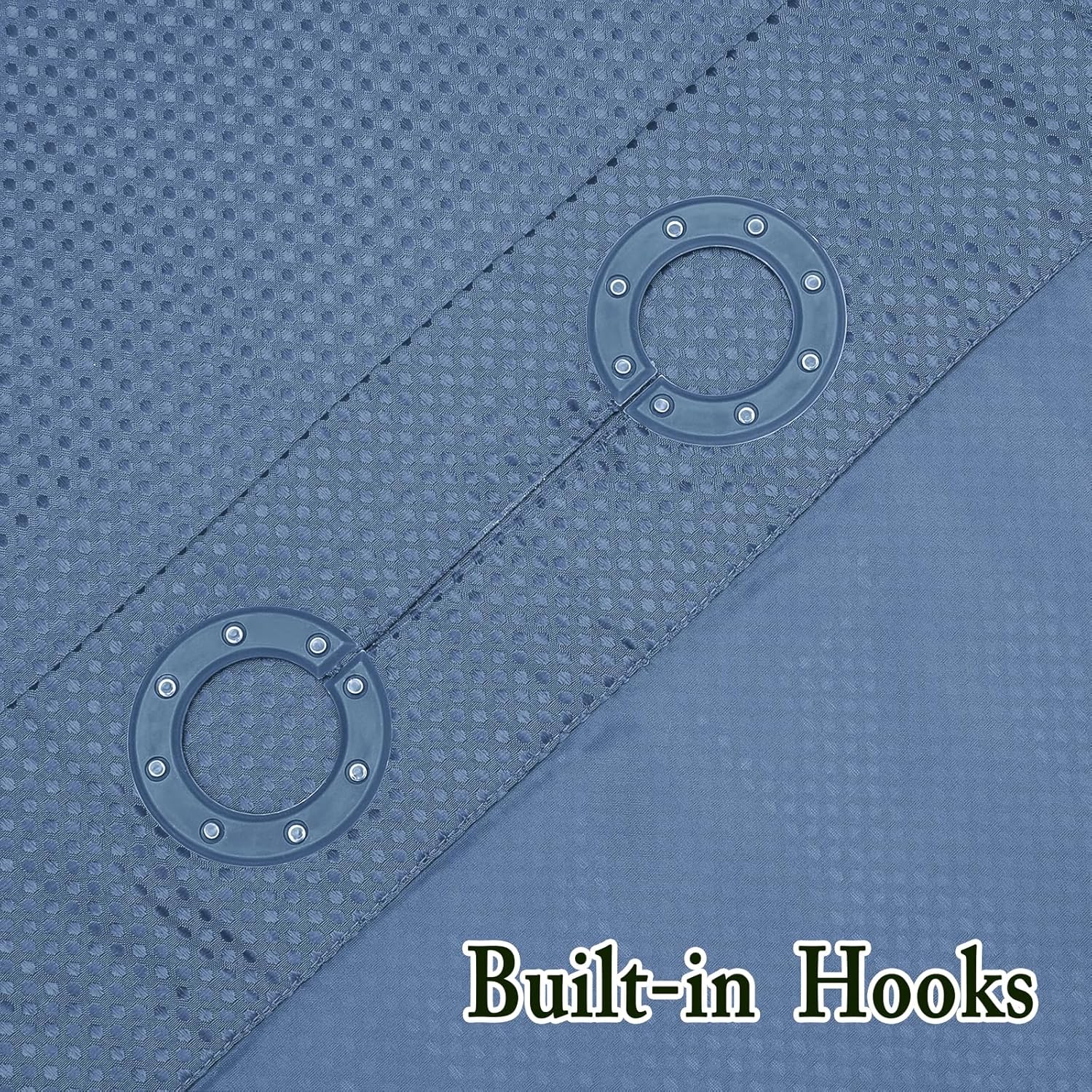 Gibelle Waffle Weave Shower Curtain Set with Liner Hotel Style Moonlight Blue 72x74