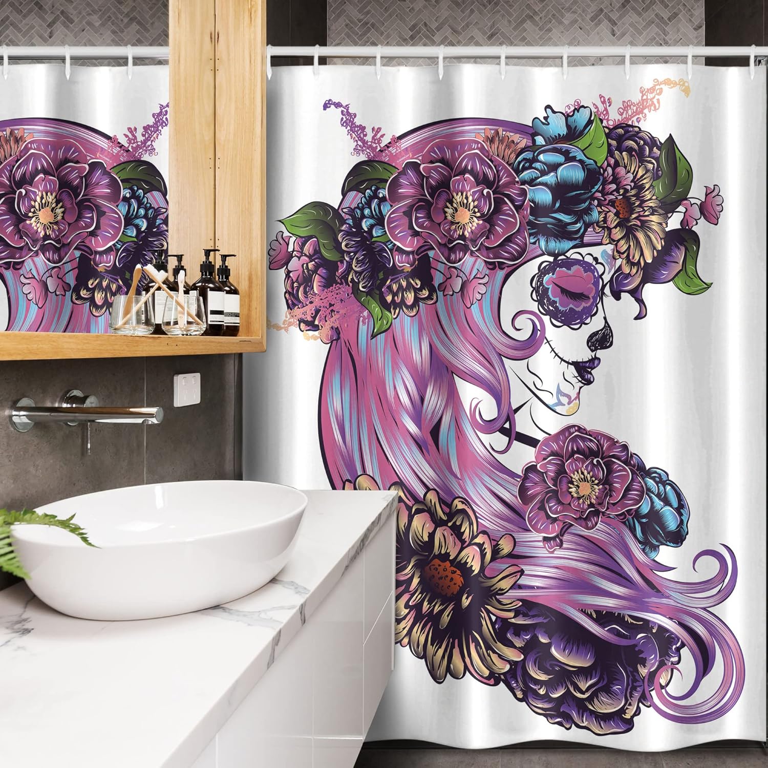 Ambesonne Gothic Stall Shower Curtain with Hooks 54 x 78 Purple Blue
