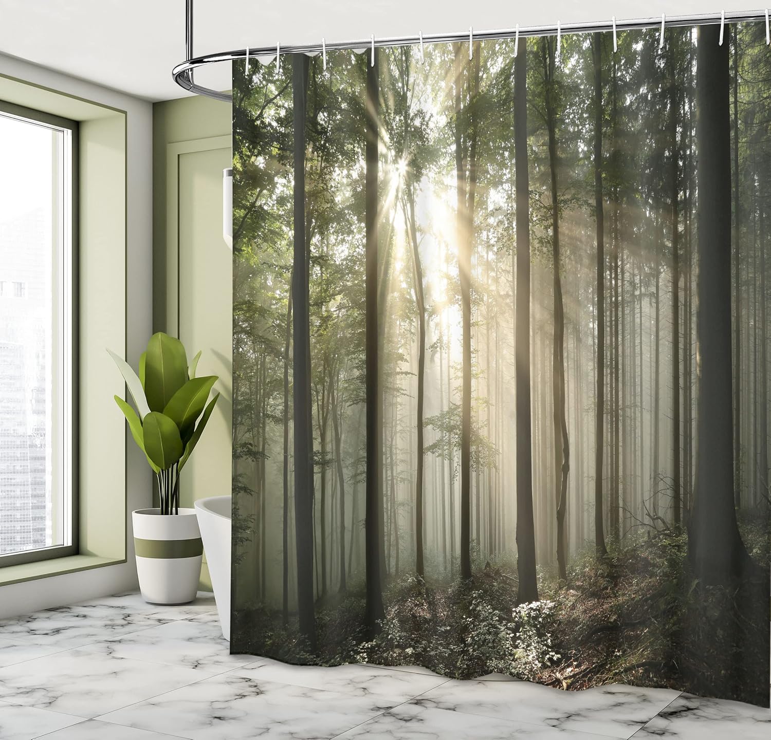 Ambesonne Forest Shower Curtain Set with 12 Hooks