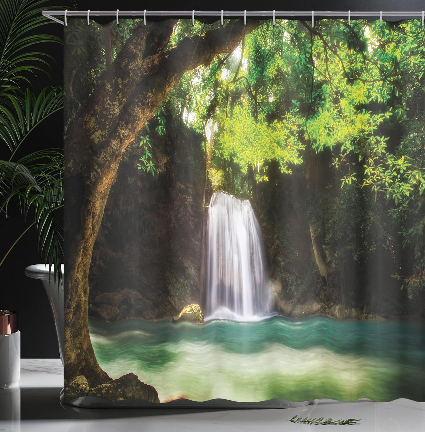 Ambesonne Waterfall Shower Curtain Set with Hooks - 69 W x 84 L